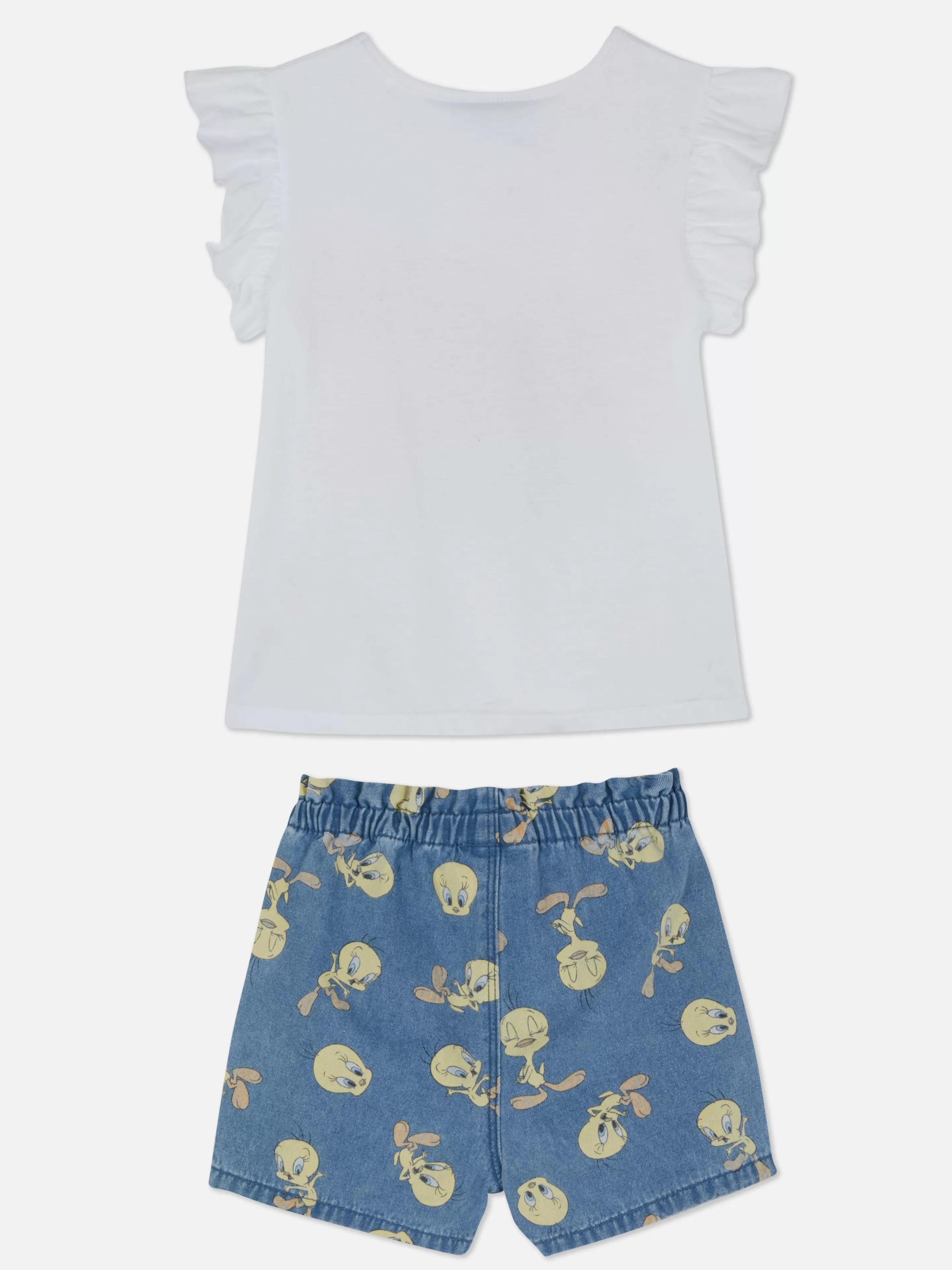 Primark - Completo Estivo con Shorts Looney Tunes Beep Beep in Bianco Divertito
