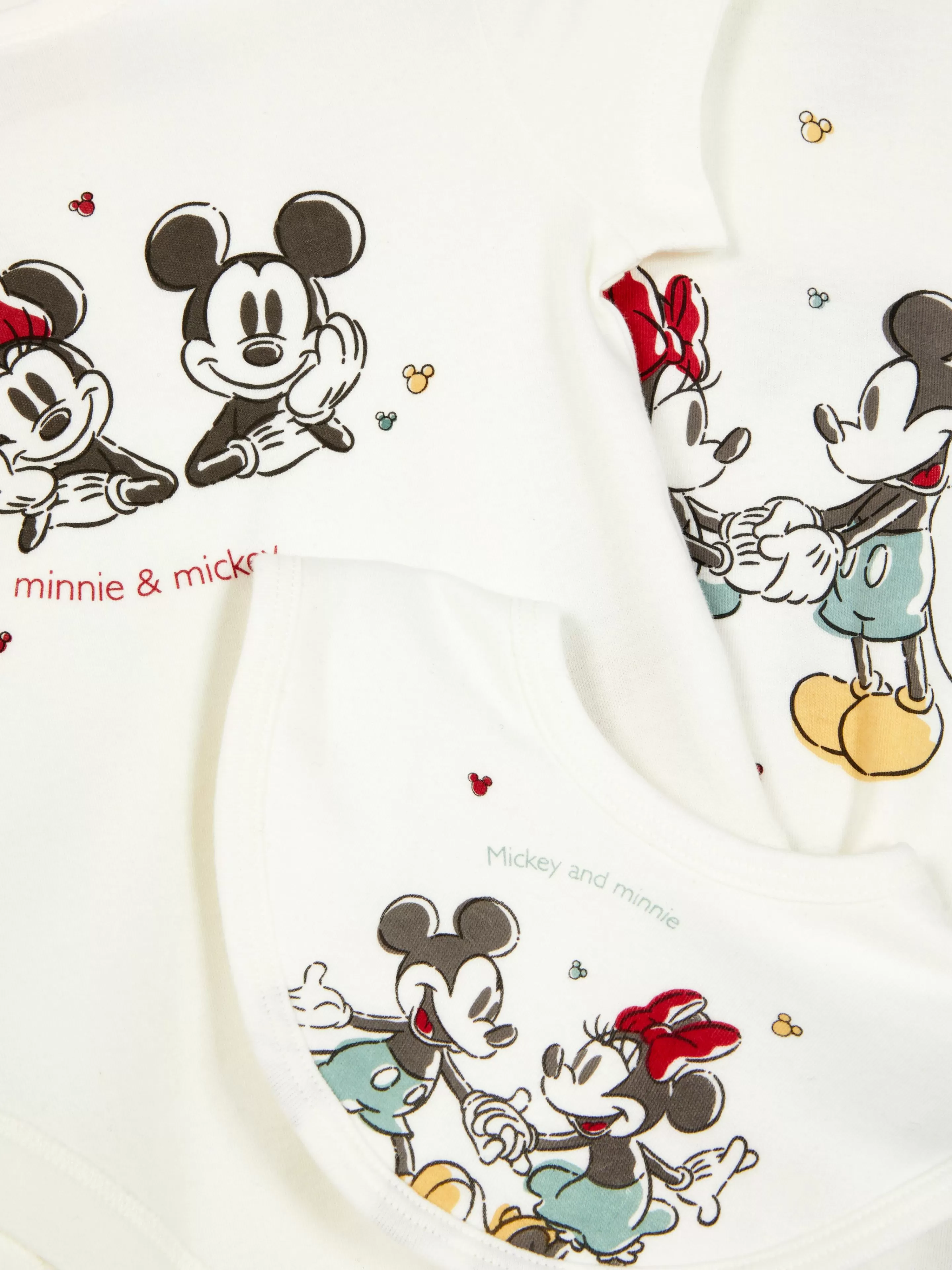 Pigiama Da Notte Carino con Stampa Topolino e Minnie - Completo Coordinato Disney per Bambini in Jersey Morbido Avorio, Include Body e Bavaglino Divertenti - Linea Notte Primark