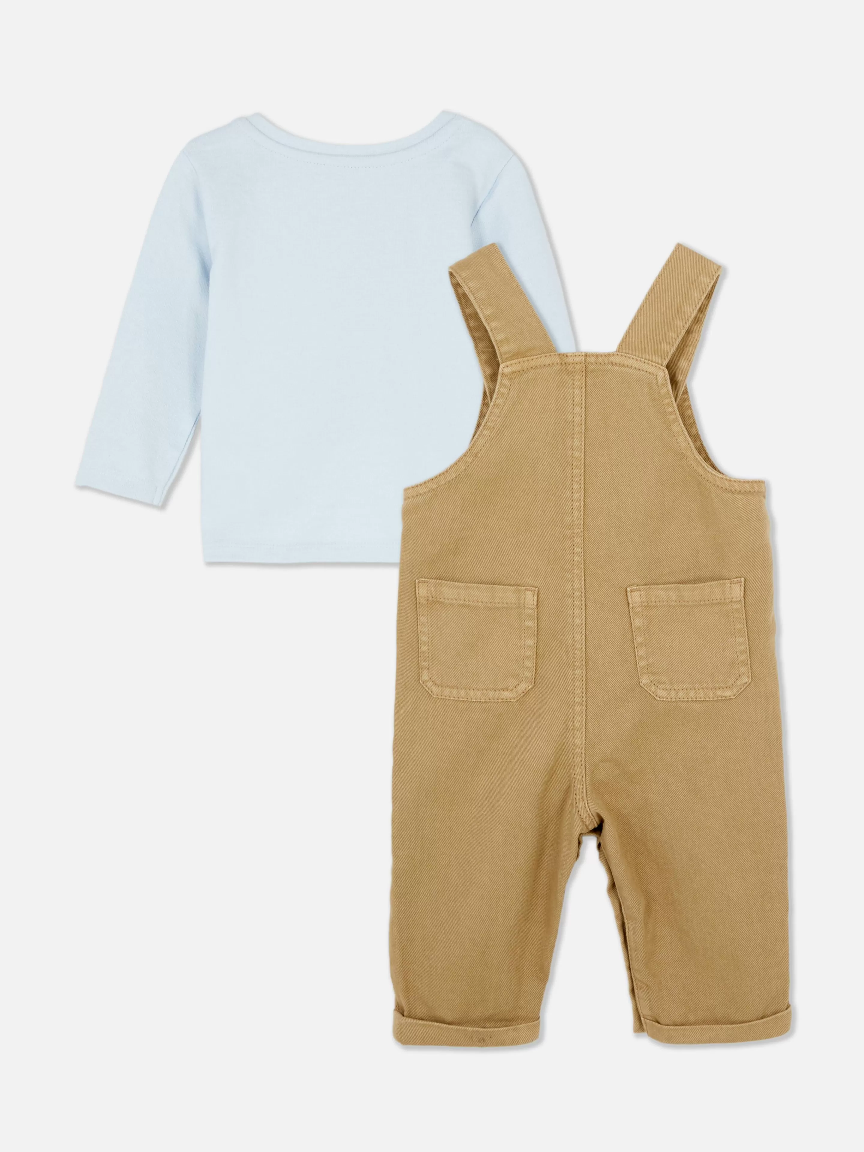 Primark Completo Casual Confortevole - Maglia a Maniche Lunghe con Salopette Tinta Pietra, Look Autunnale Stilizzato