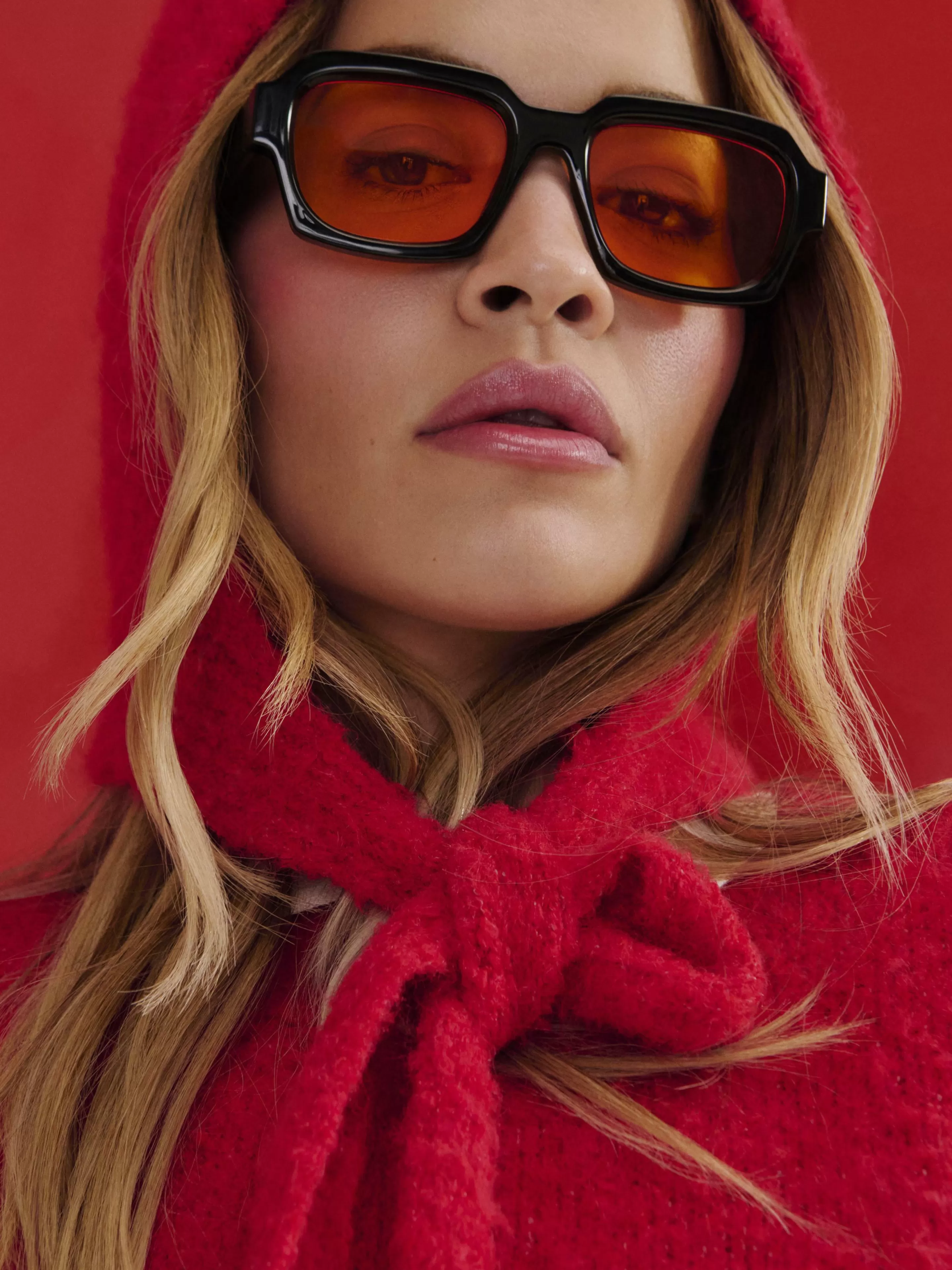 Primark Occhiali da Sole Vintage Rita Ora - Lenti Arancioni Stile Retrò con Tinta Colorata, Modello Unisex per Look Iconici