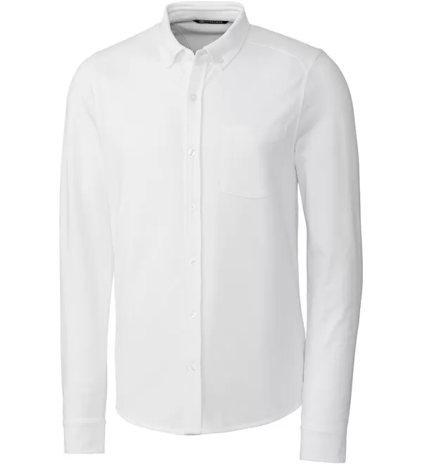 Cutter & Buck Camicia Sportiva Oxford Manica Lunga - Abbigliamento Elegante per Attività All'aperto con Tasca Portaoggetti e Tessuto Traspirante, Ideale per il tempo libero attivo