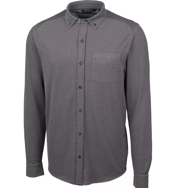 Cutter & Buck Camicia Sportiva Oxford Manica Lunga - Abbigliamento Elegante per Attività All'aperto con Tasca Portaoggetti e Tessuto Traspirante, Ideale per il tempo libero attivo
