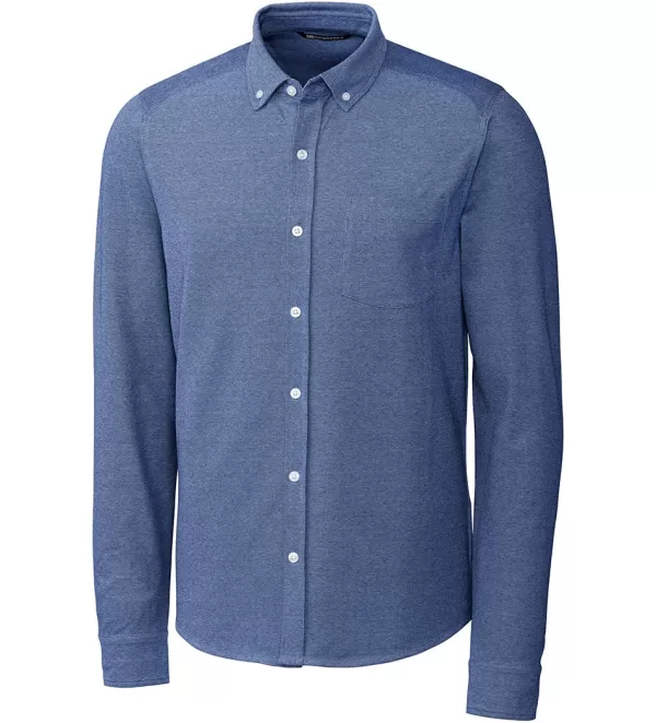 Cutter & Buck Camicia Sportiva Oxford Manica Lunga - Abbigliamento Elegante per Attività All'aperto con Tasca Portaoggetti e Tessuto Traspirante, Ideale per il tempo libero attivo