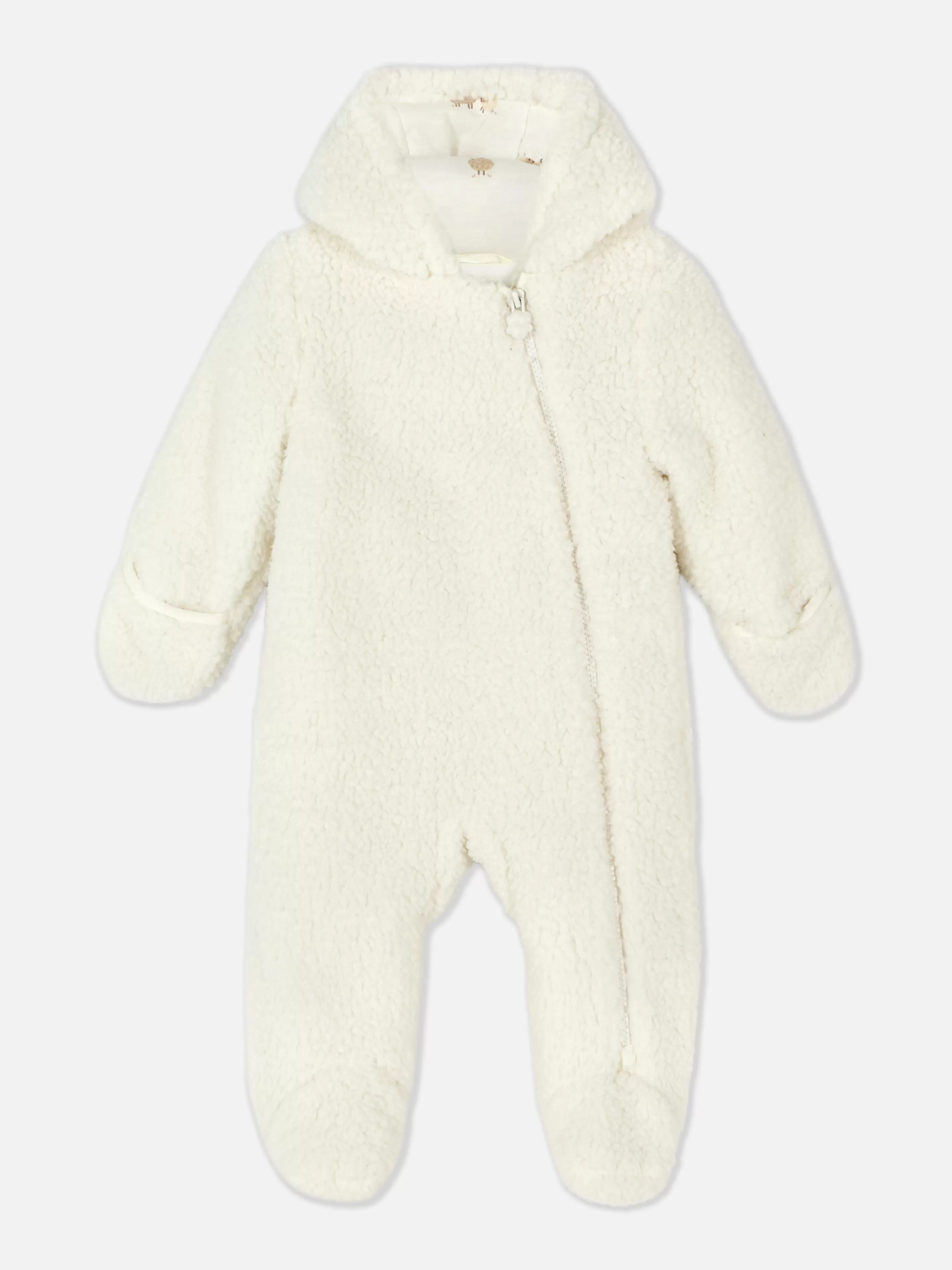 Tute e Pigiami Neonato con Cappuccio - Morbido Completo da Passeggio in Pelliccia Sintetica Agnello - Colore Avorio Stile Primark