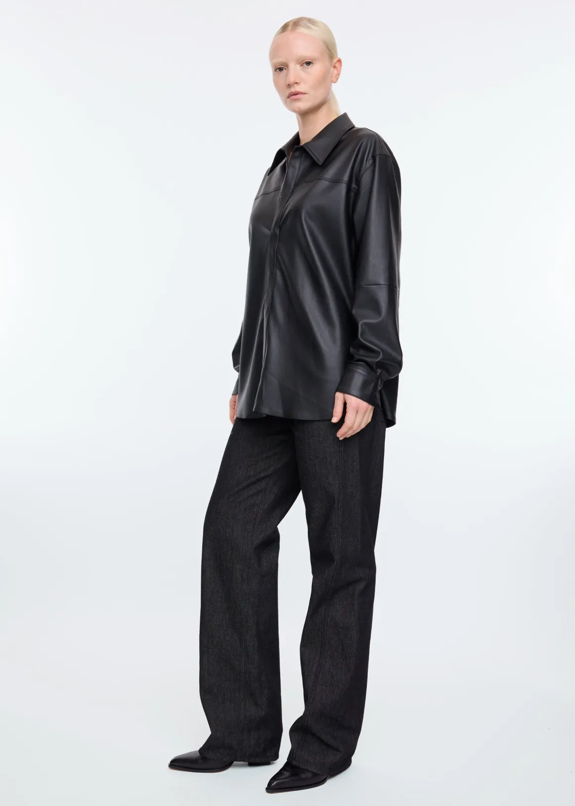 VANILIA Camicia in Ecopelle Donna Nero - Prezzo Accessibile