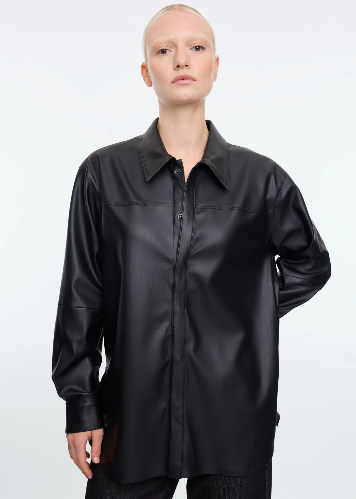 VANILIA Camicia in Ecopelle Donna Nero - Prezzo Accessibile