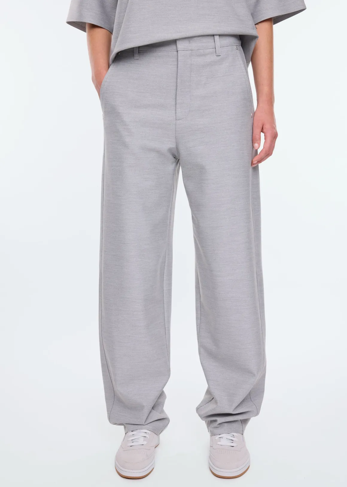 Pantaloni in Flanella VANILIA - Morbidi e Comodi, Colore Grigio Pietra Mélange