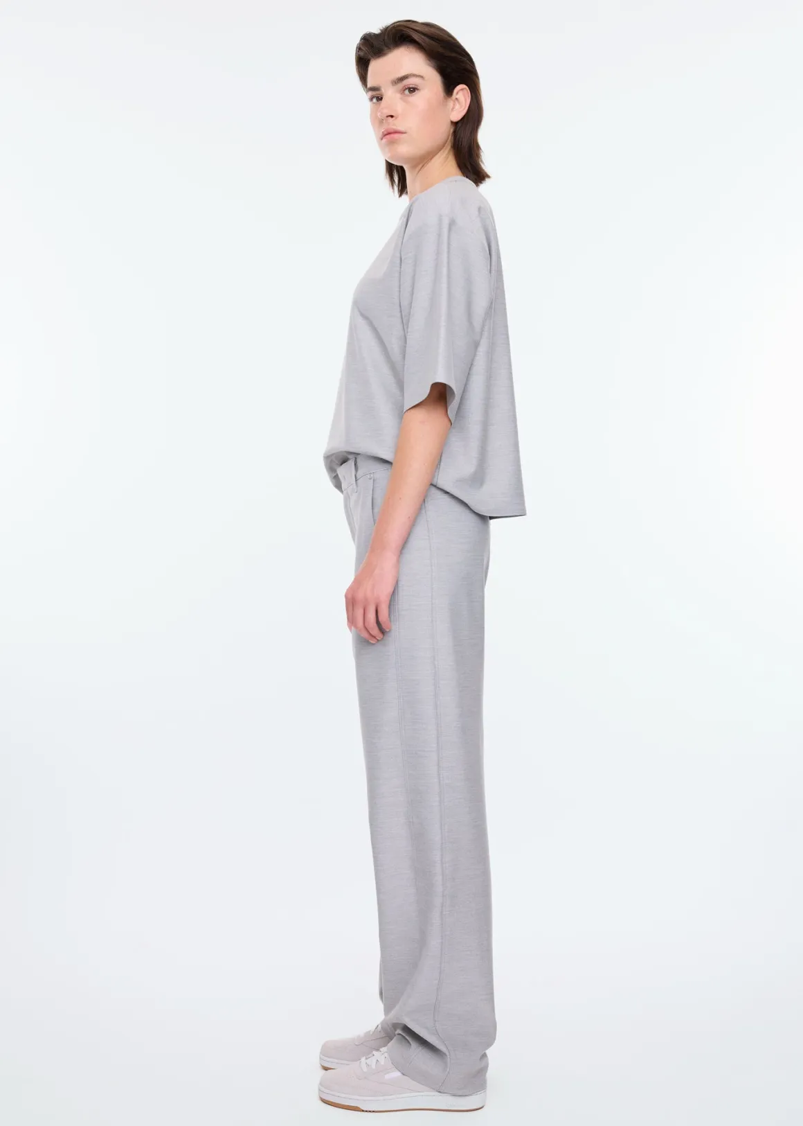 Pantaloni in Flanella VANILIA - Morbidi e Comodi, Colore Grigio Pietra Mélange