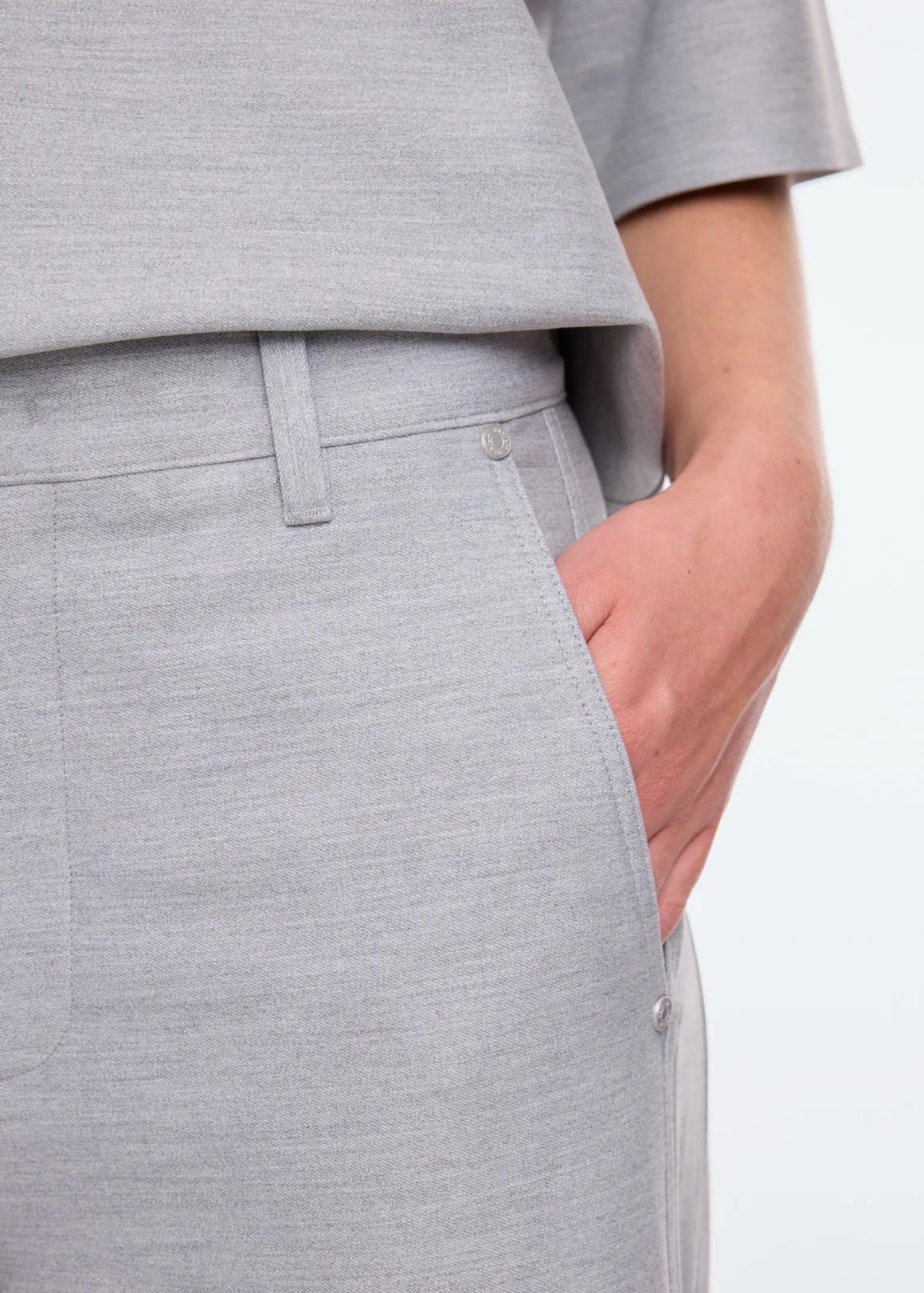 Pantaloni in Flanella VANILIA - Morbidi e Comodi, Colore Grigio Pietra Mélange