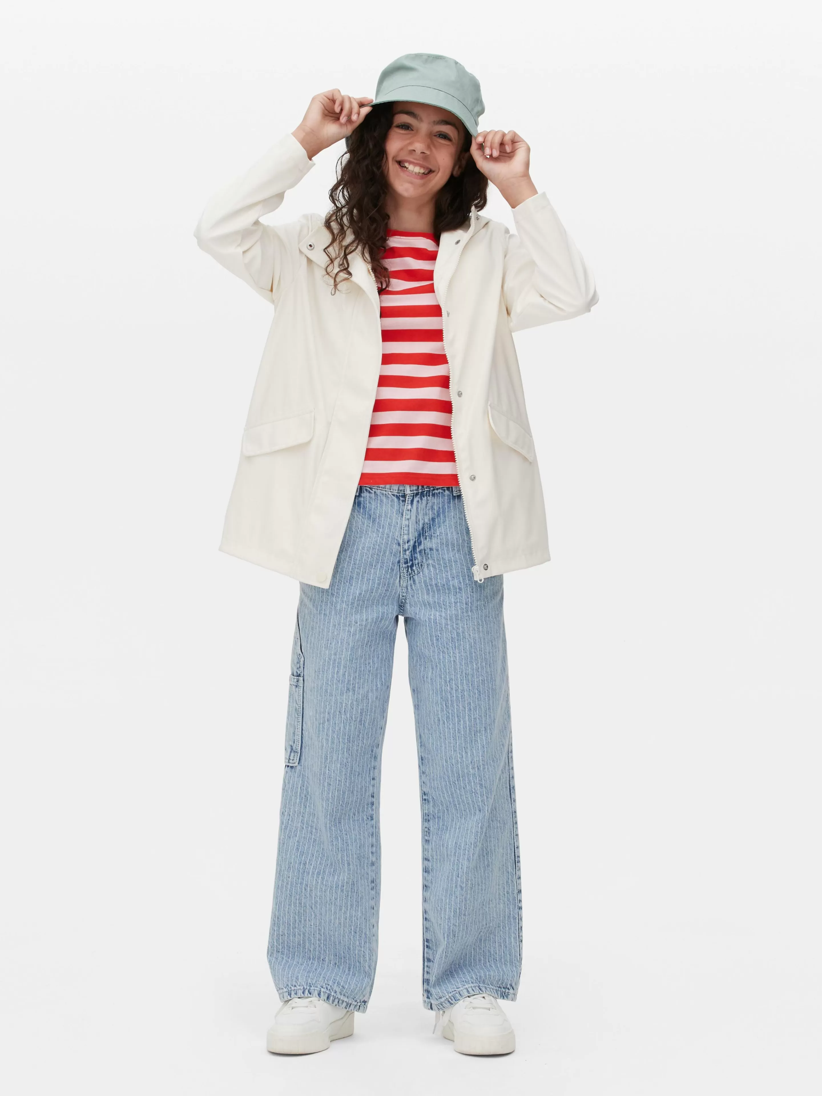 Primark Cappotto in Gabardina Avorio con Chiusura Invisibile - Giacca Elegante per Tutti i Giorni