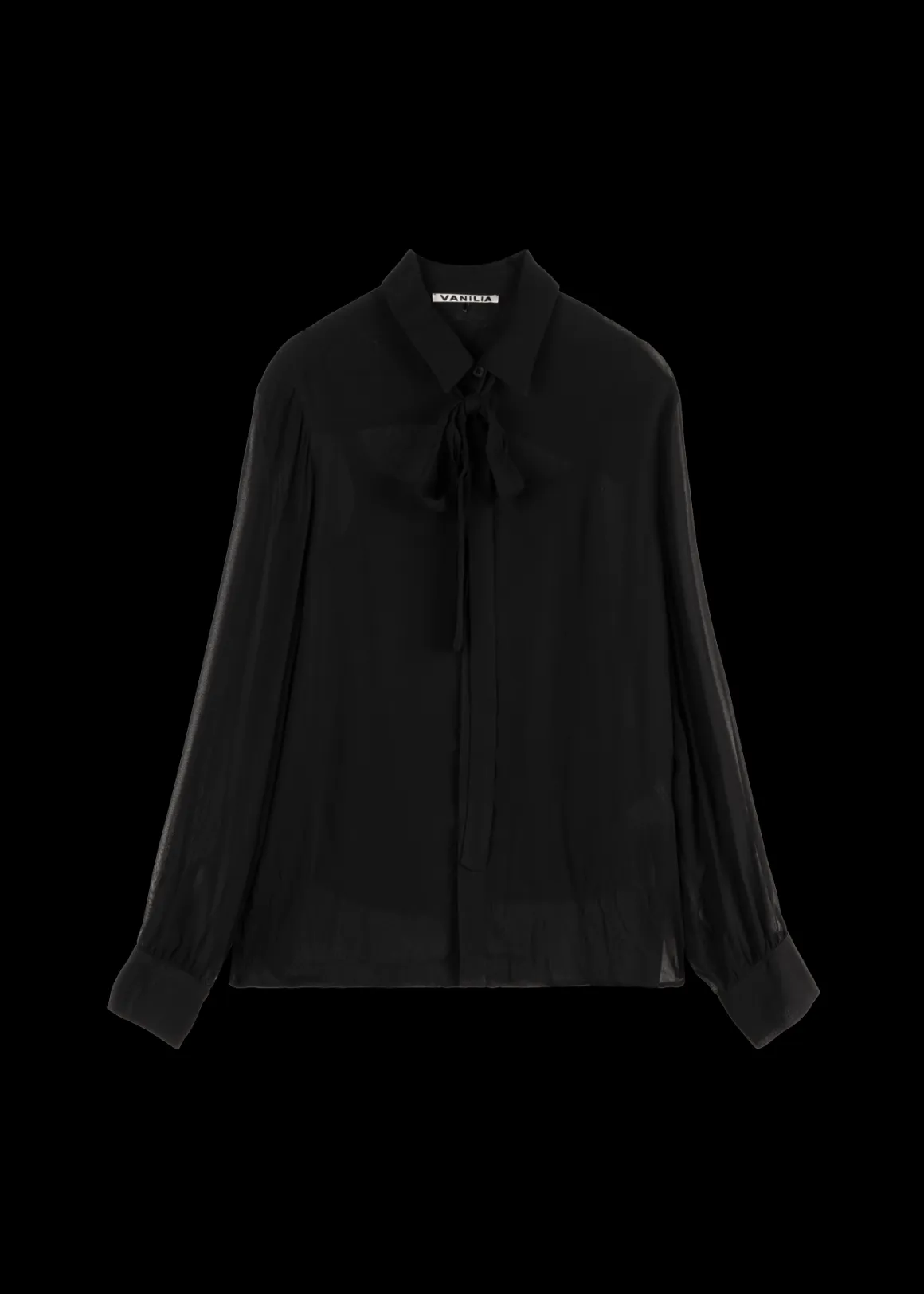 Camicia con Fiocco Elegante in Georgette - Nero | Vanilia Collection | Acquisto Online Esclusivo