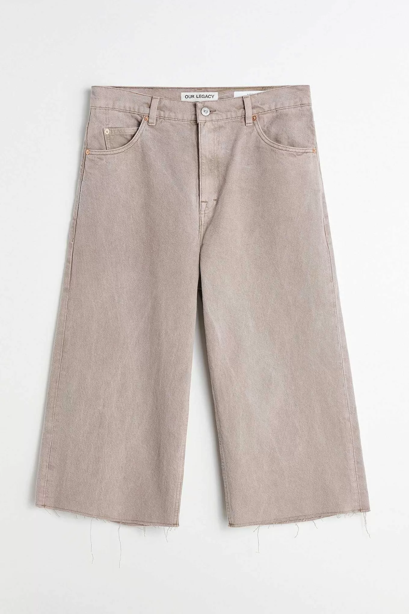 Jeans Firmati Our Legacy | Iconici Taglio Asimmetrico in Tessuto Spigato a Catena con Rifiniture Rosa Polvere
