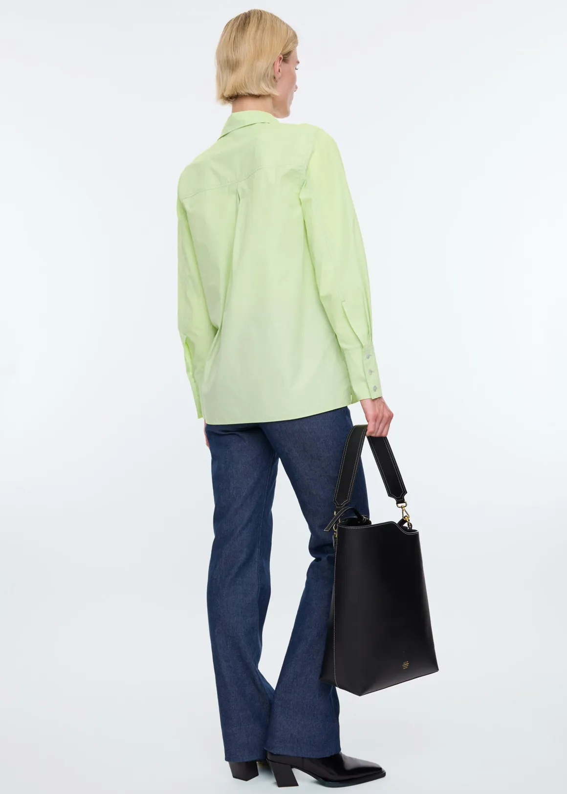VANILIA Camicia elegante con polsini rialzati - Popeline verde salvia