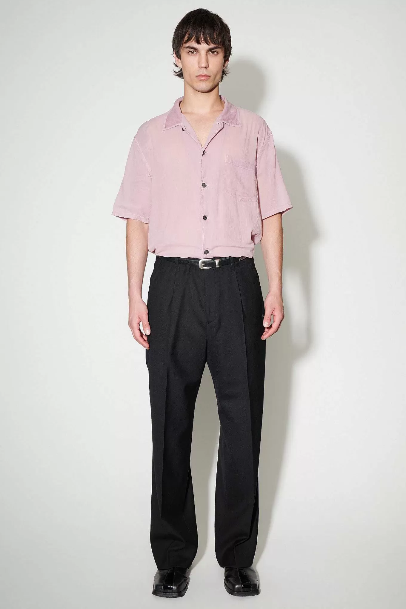 Pantaloni Chino Modello Lant in Lana Panama, Nero Classico - Design Essenziale by Our Legacy