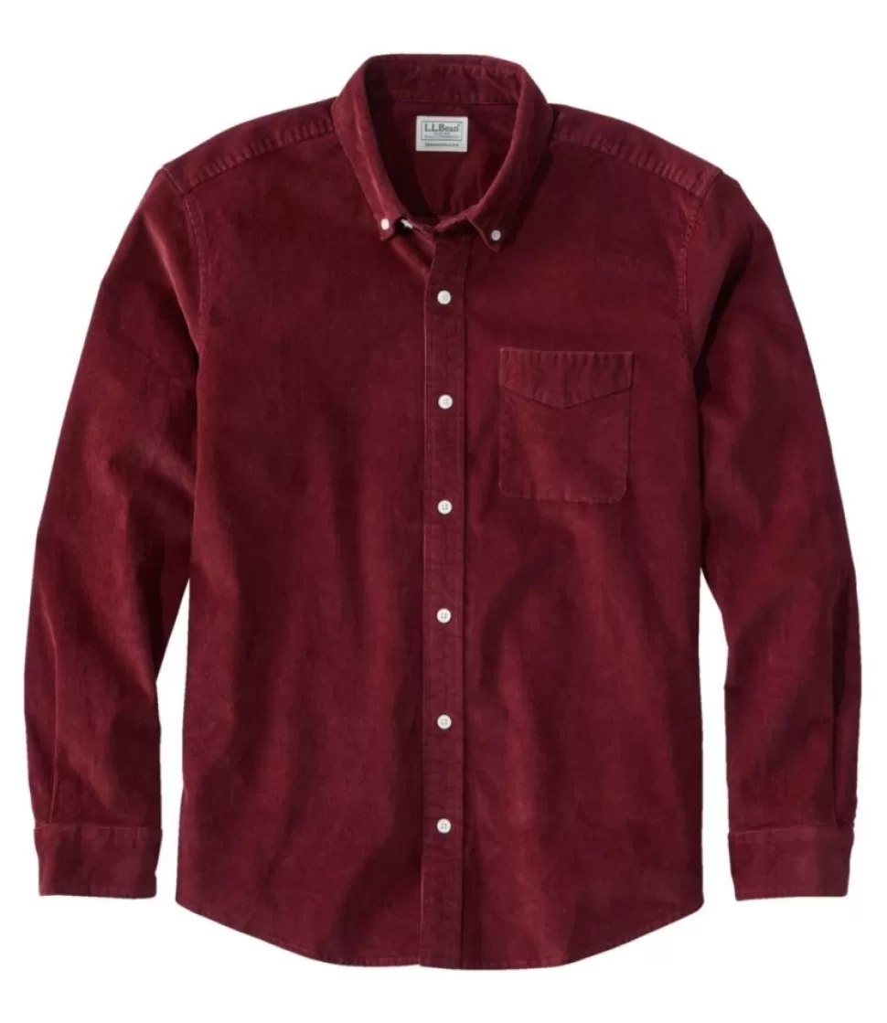 Camicia Uomo in Velluto Elasticizzato Morbido, Manica Lunga con Taglio Classico da Indossare Fuori dai Pantaloni - Ideale Casual Elegante per Tutto il Giorno