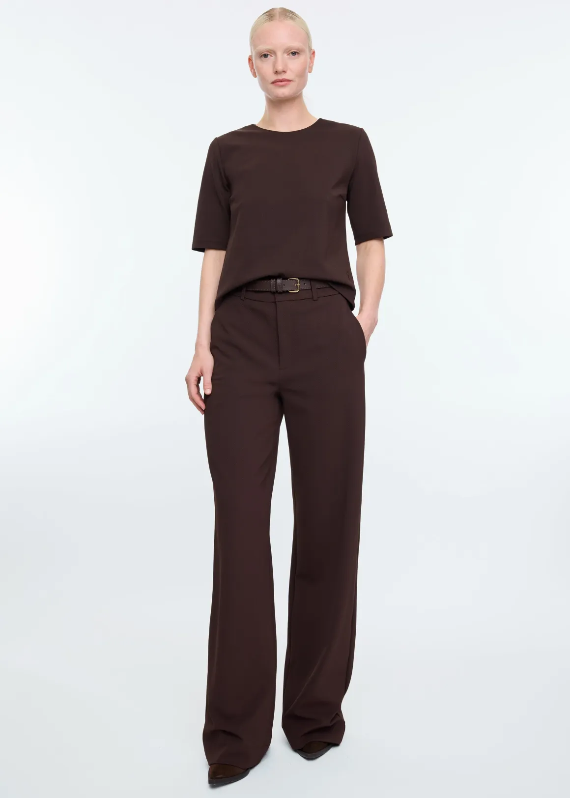 VANILIA Felpa mezza manica tessuto twill - Cioccolato in Promo lampo