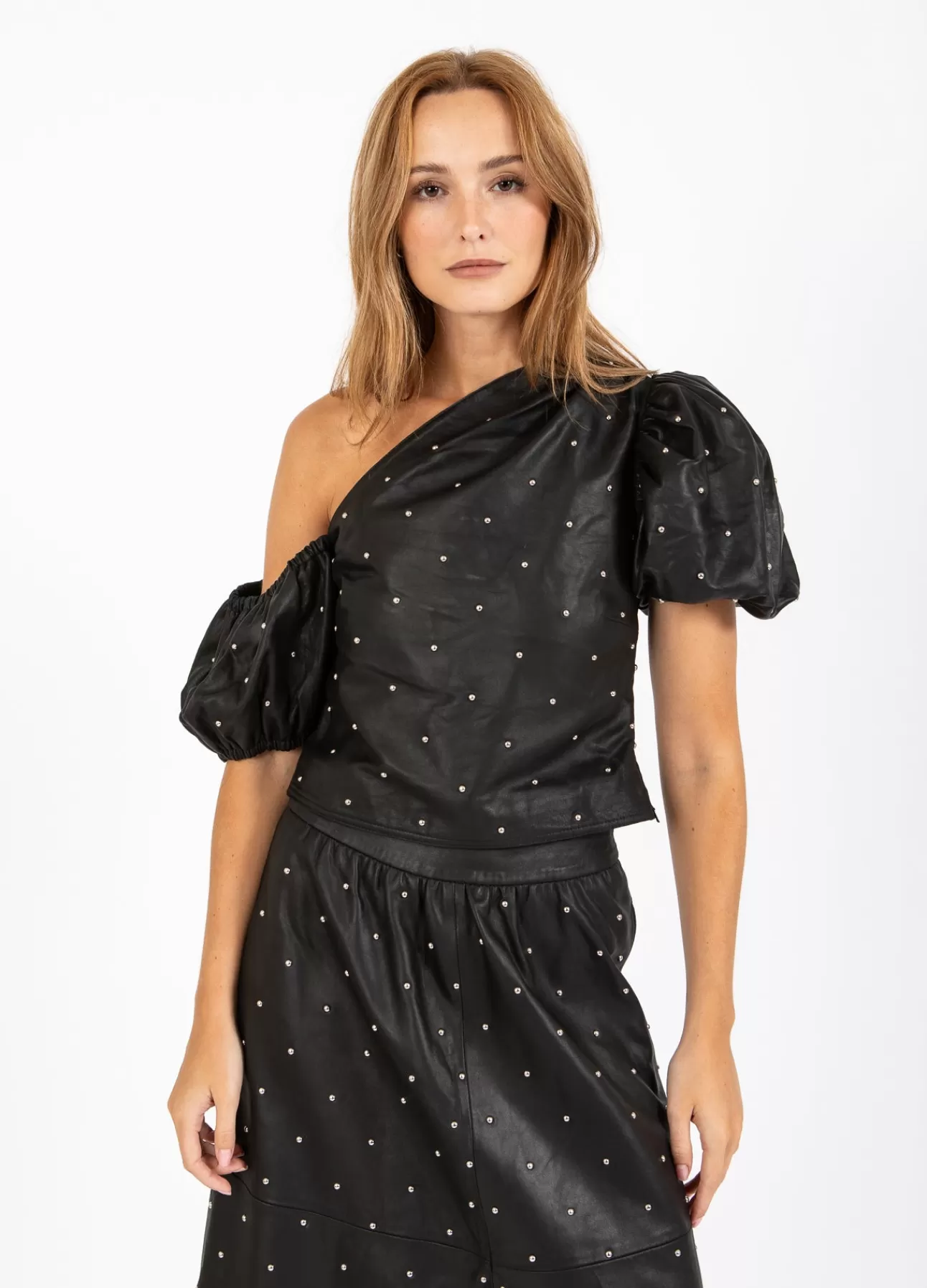 Dame Coster Copenhagen - Top Monospalla in Pelle Elegante con Design Asimmetrico, Moda Donna 2024