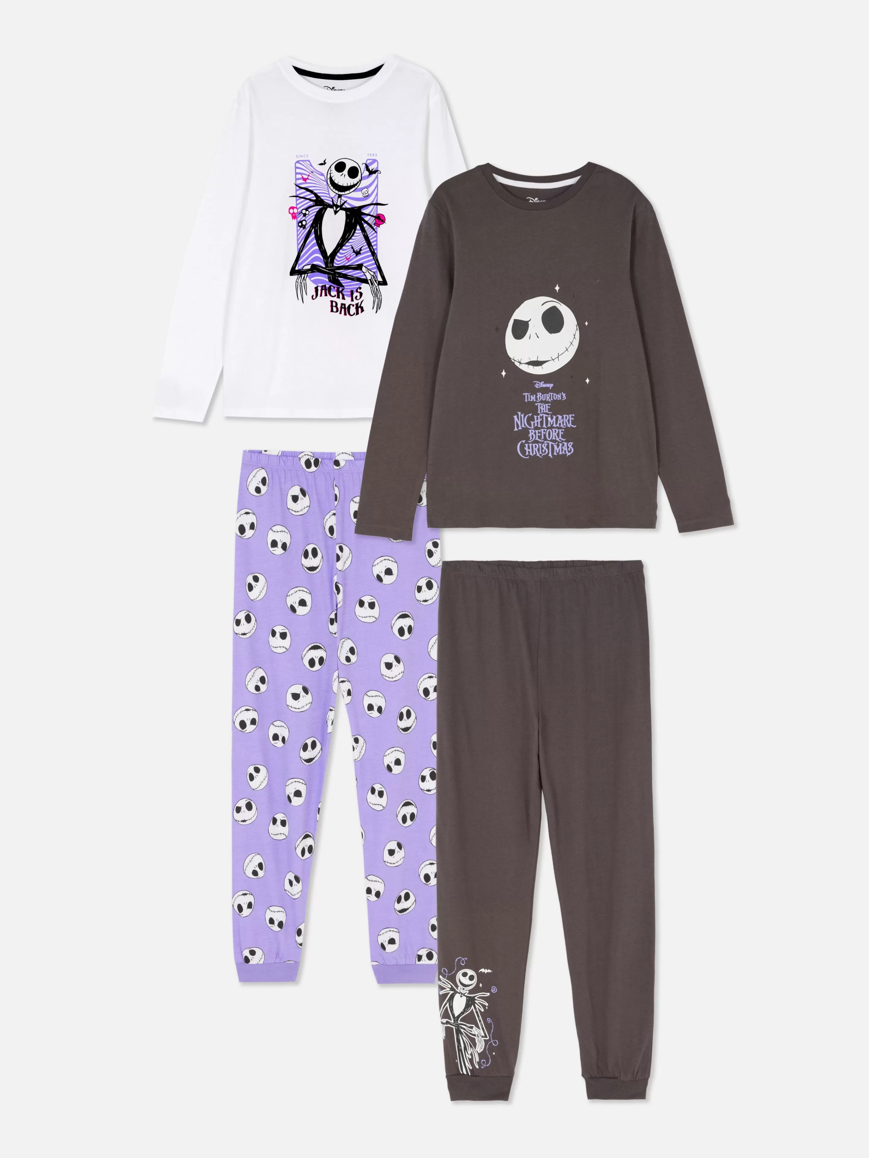 Pigiami Inverno Disney Tim Burton - Il Mondo Bizzarro di Jack Set 2 Pezzi con Maniche Lunghe, Fantasia Colorata Primark 

(：，