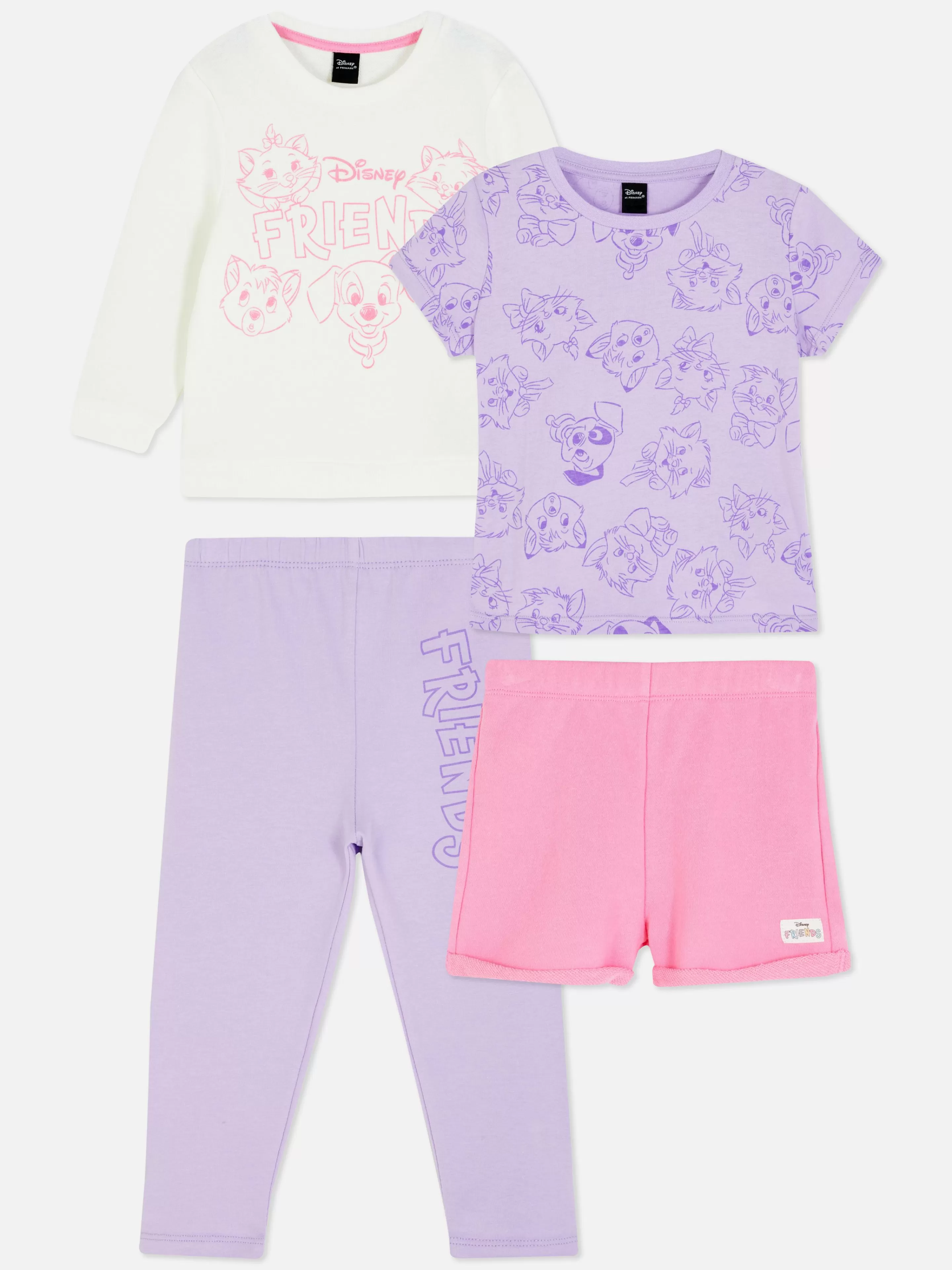 Pigiami Divertenti con Personaggi Disney Friends - Confezione da 2 Completi in Fantasia Multicolore di Primark