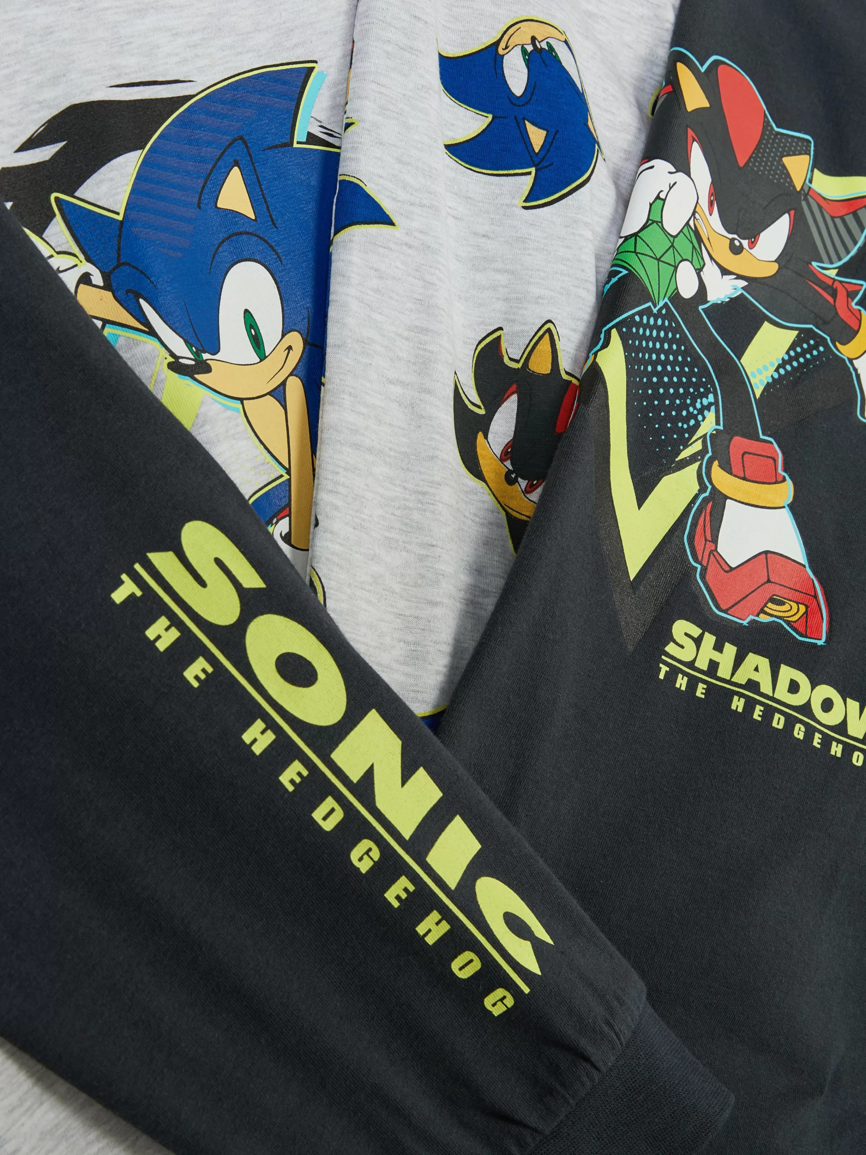 Primark - Pigiami per Adulti in Tema Sonic e Shadow - Confezione da 2 Comodi Completi Notte Neri con Stampa Personaggi