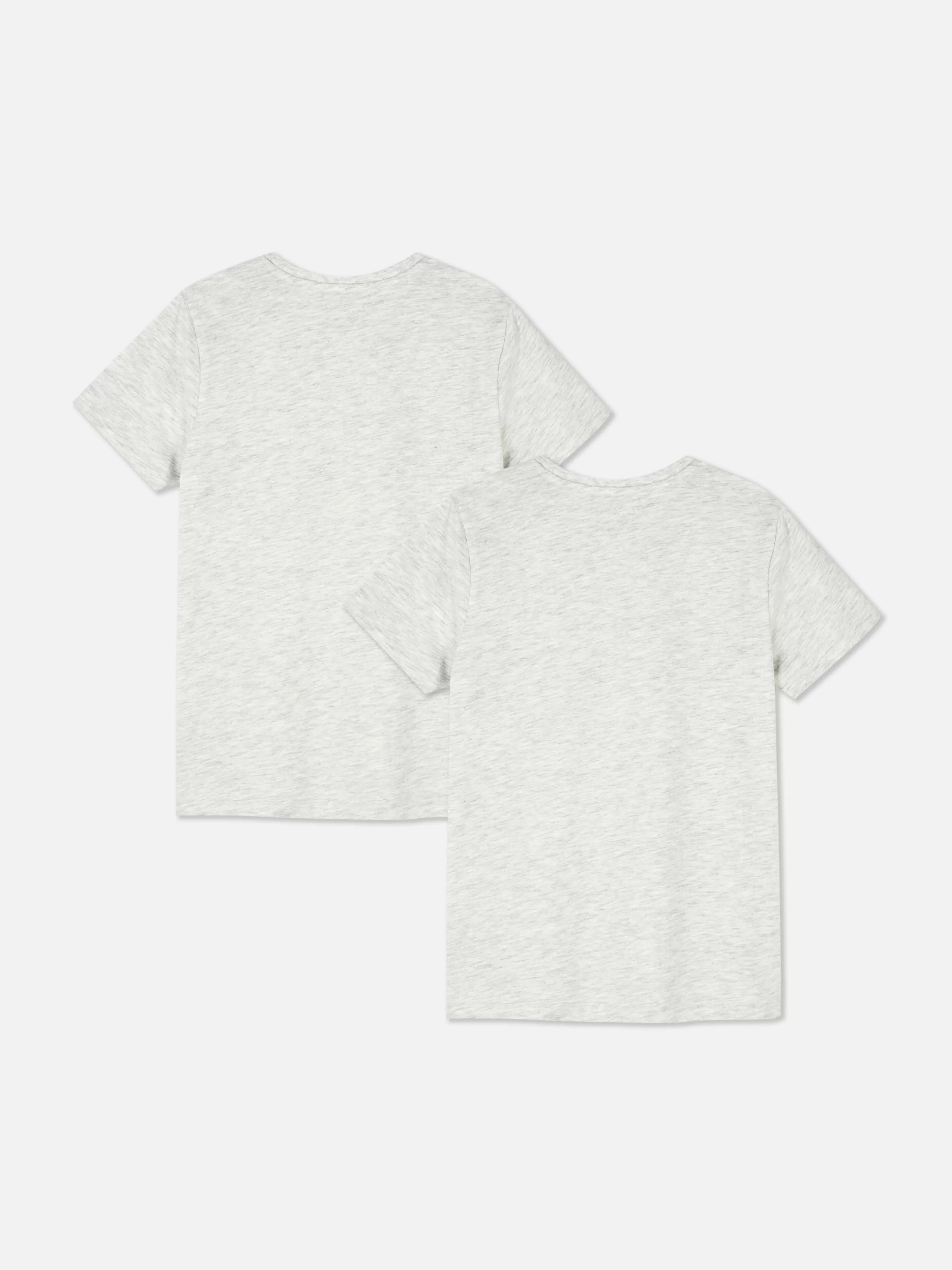 T-Shirt Basic Unisex Primark - Confezione da 2 pezzi in cotone morbido, tonalità grigio marmorizzato, maniche corte per look casual quotidiano