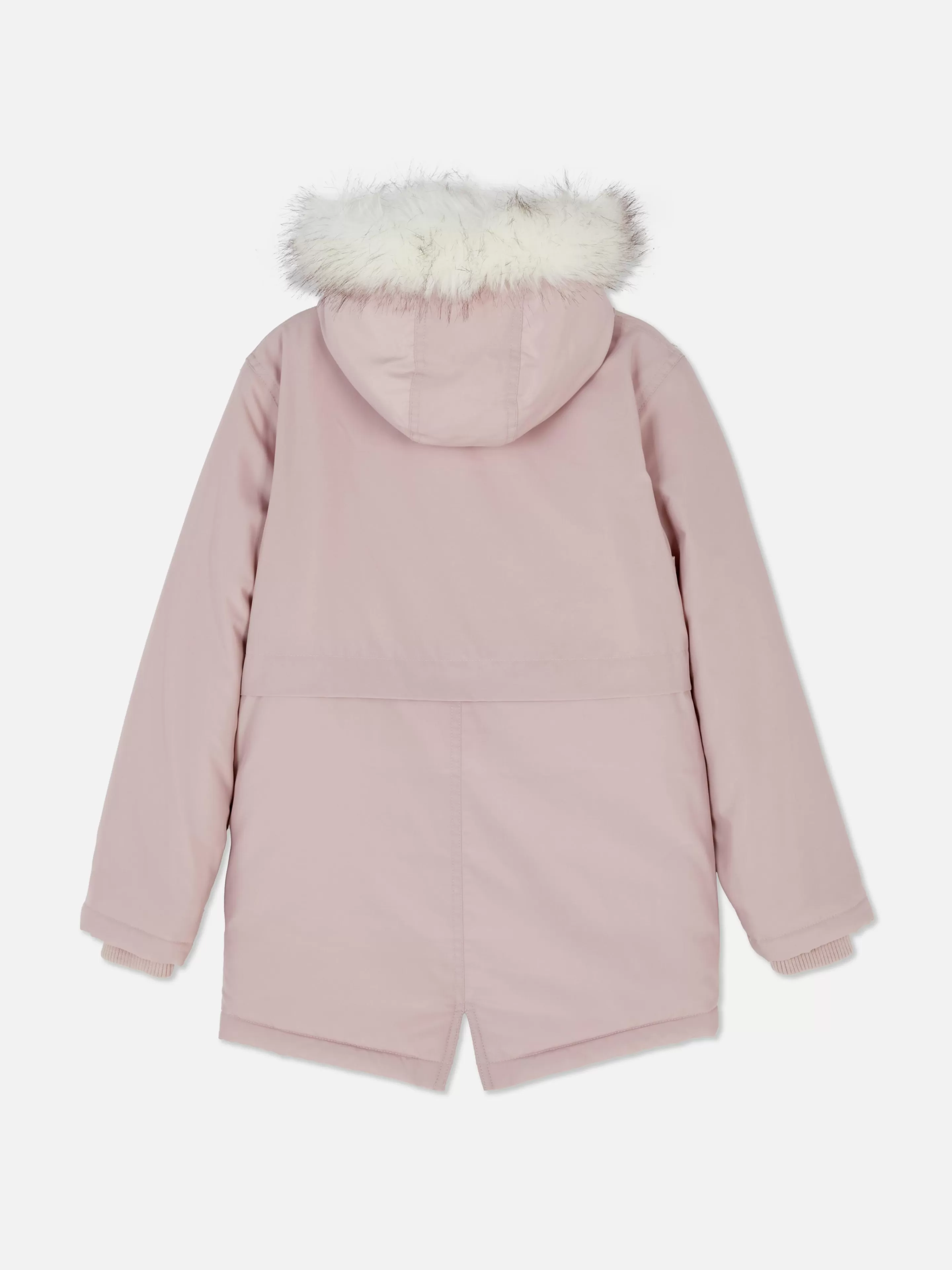 Parka Inverno Rosa Chiaro con Cappuccio in Pelliccia Sintetica Morbida - Giacca Calda Primark