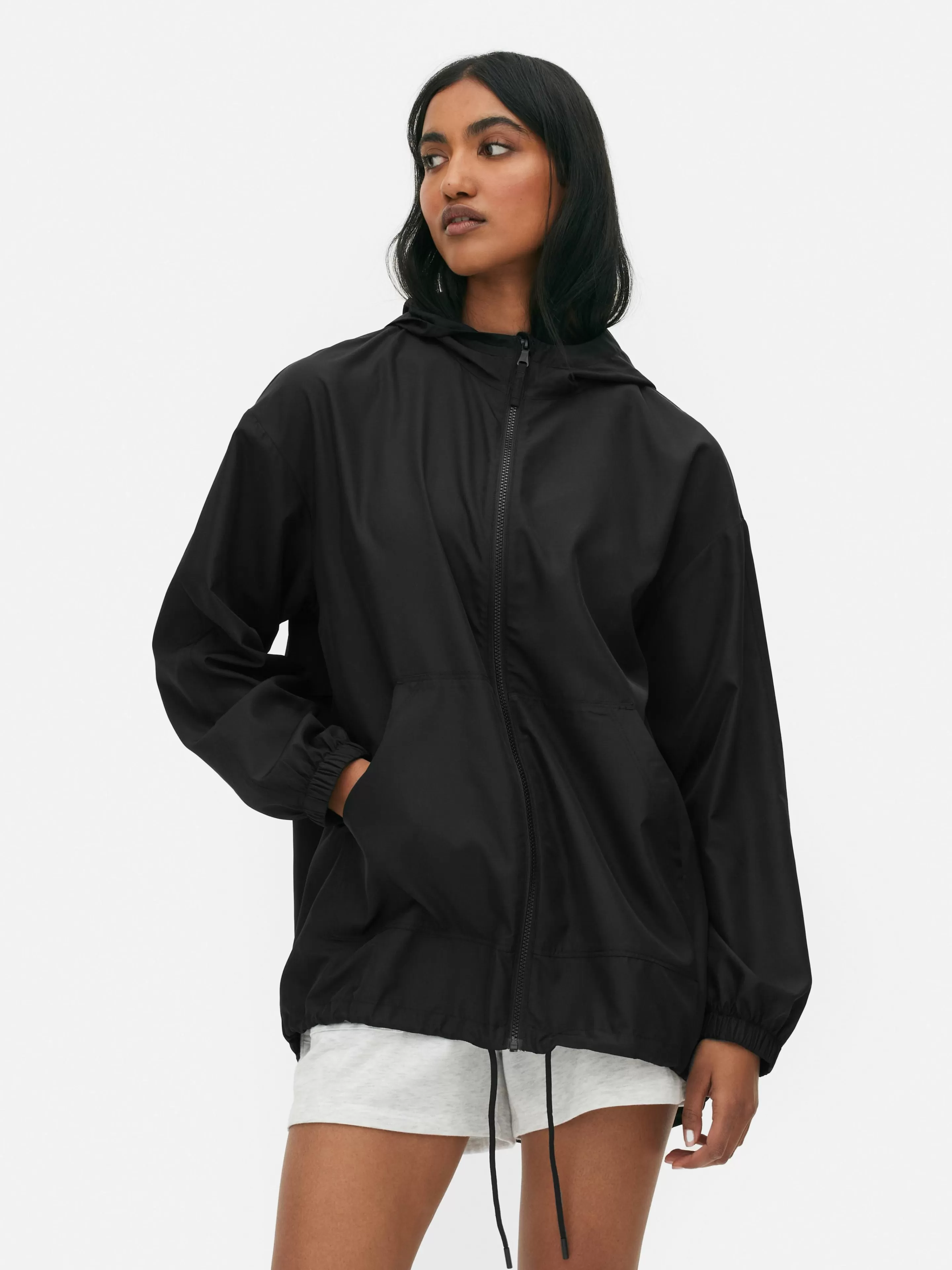 Primark Parka Impermeabile con Cappuccio - Giacca Leggera in Nero per Uomo e Donna, Ideale per Tutti i Giorni | Moda Casual con Tasche Laterali