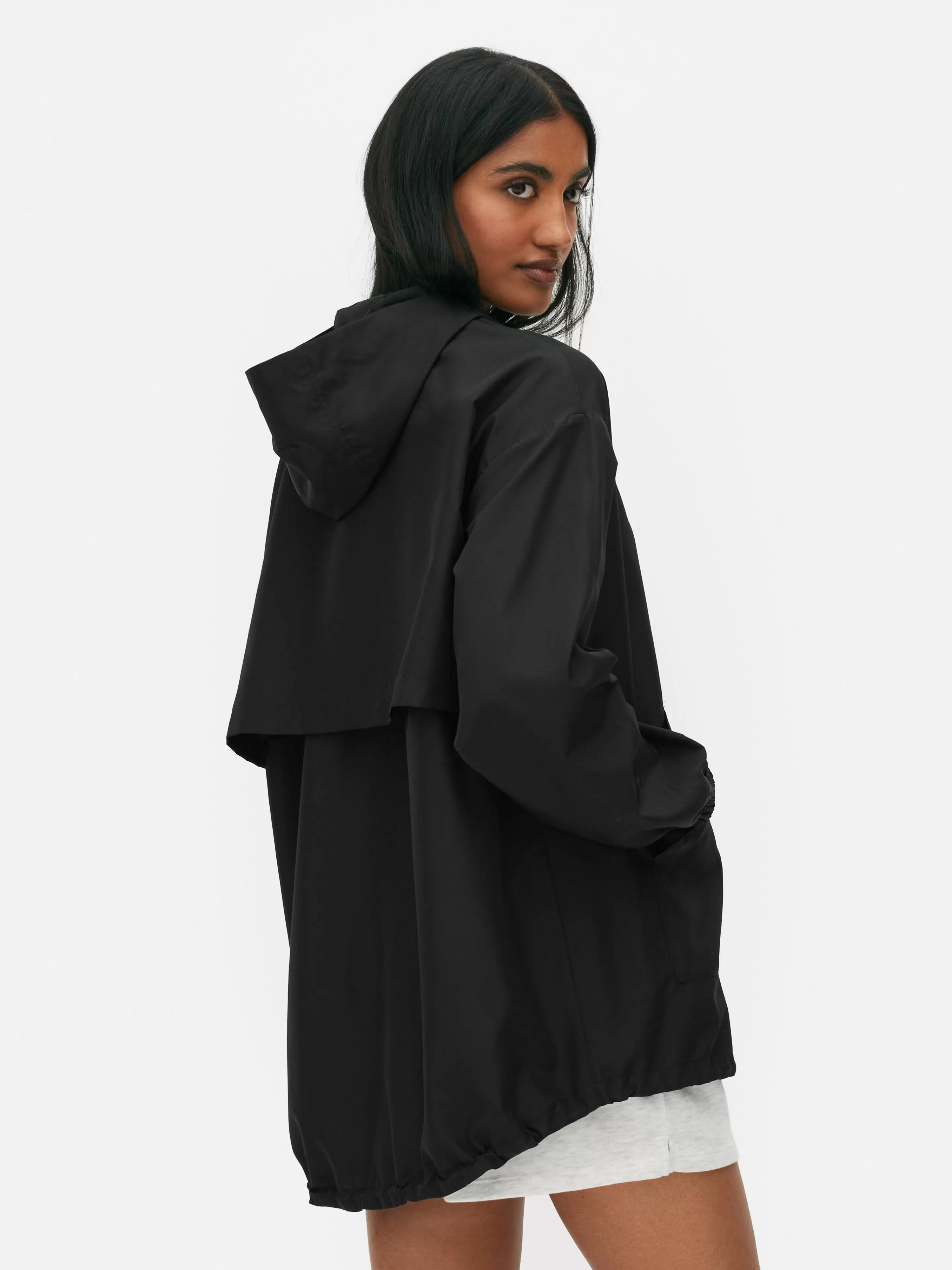 Primark Parka Impermeabile con Cappuccio - Giacca Leggera in Nero per Uomo e Donna, Ideale per Tutti i Giorni | Moda Casual con Tasche Laterali
