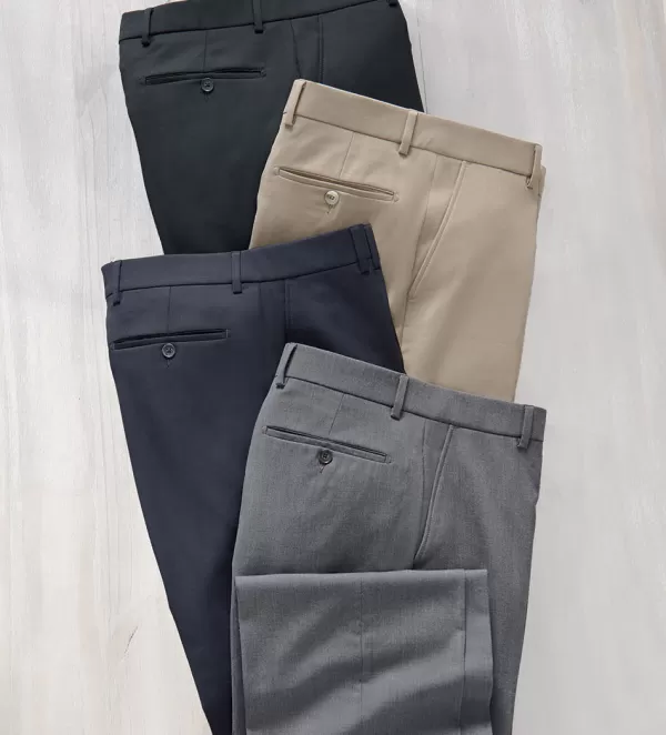 Pantaloni Eleganti Patrick James in Gabardina - Frontale Piatto, Confezione Classica per Ufficio e Eventi