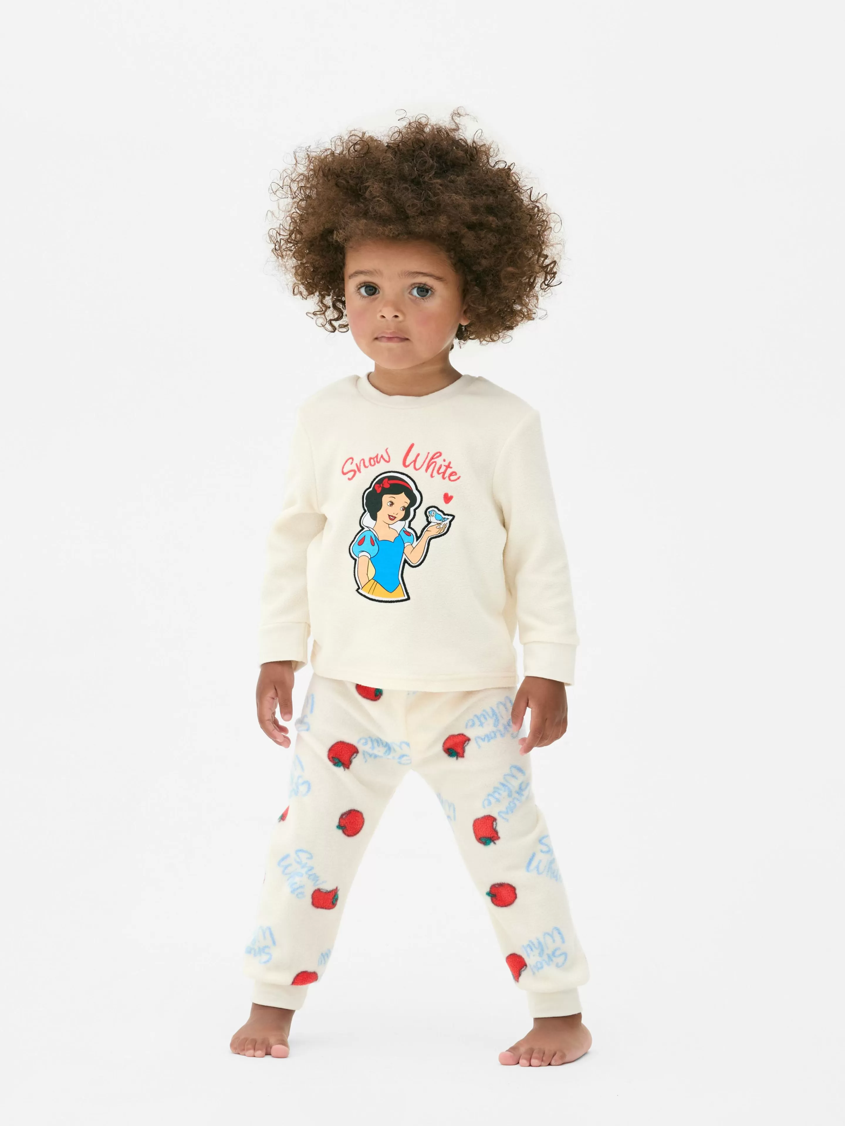 Pigiama Invernale Disney Biancaneve in Pile Primark - Completo Morbido Color Crema con Stampa Fiabesca