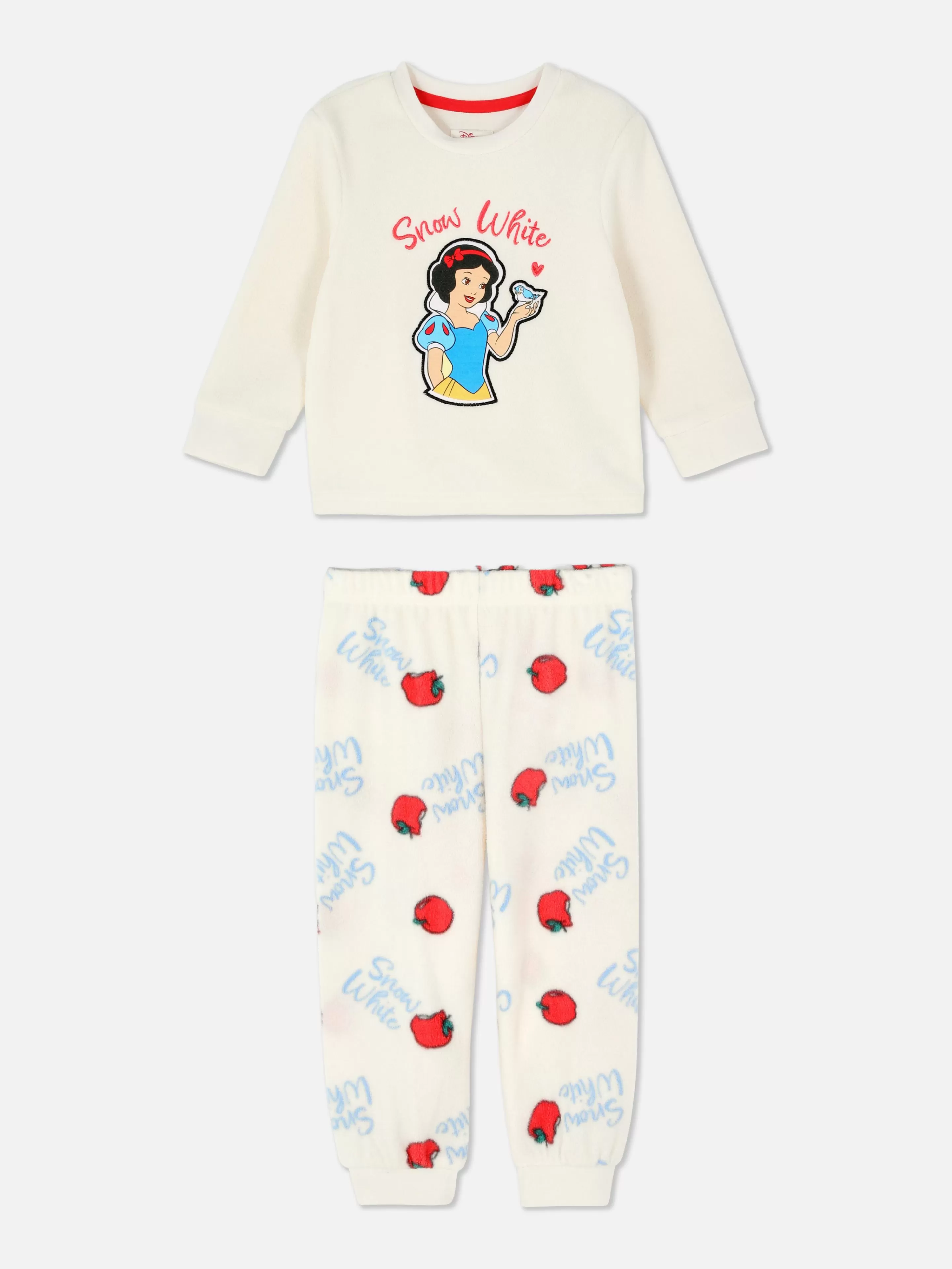 Pigiama Invernale Disney Biancaneve in Pile Primark - Completo Morbido Color Crema con Stampa Fiabesca