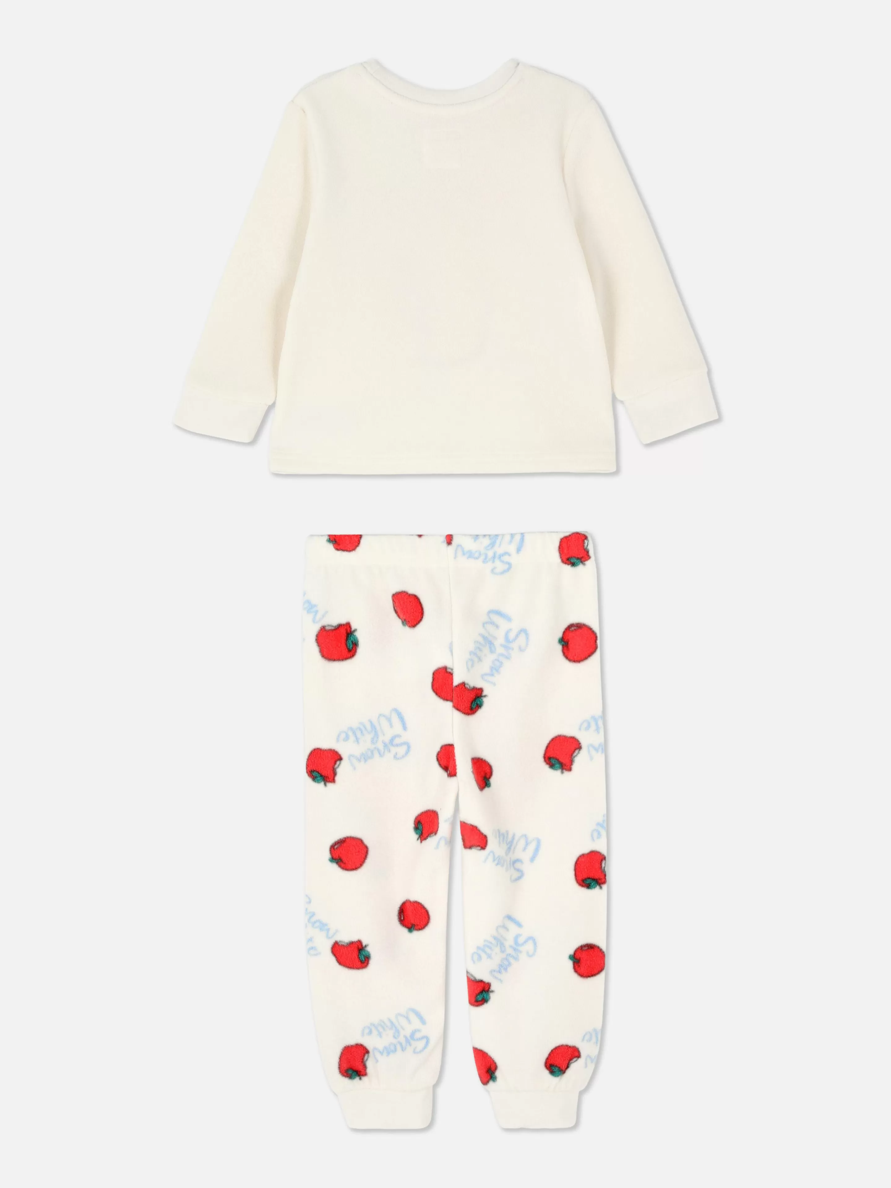 Pigiama Invernale Disney Biancaneve in Pile Primark - Completo Morbido Color Crema con Stampa Fiabesca