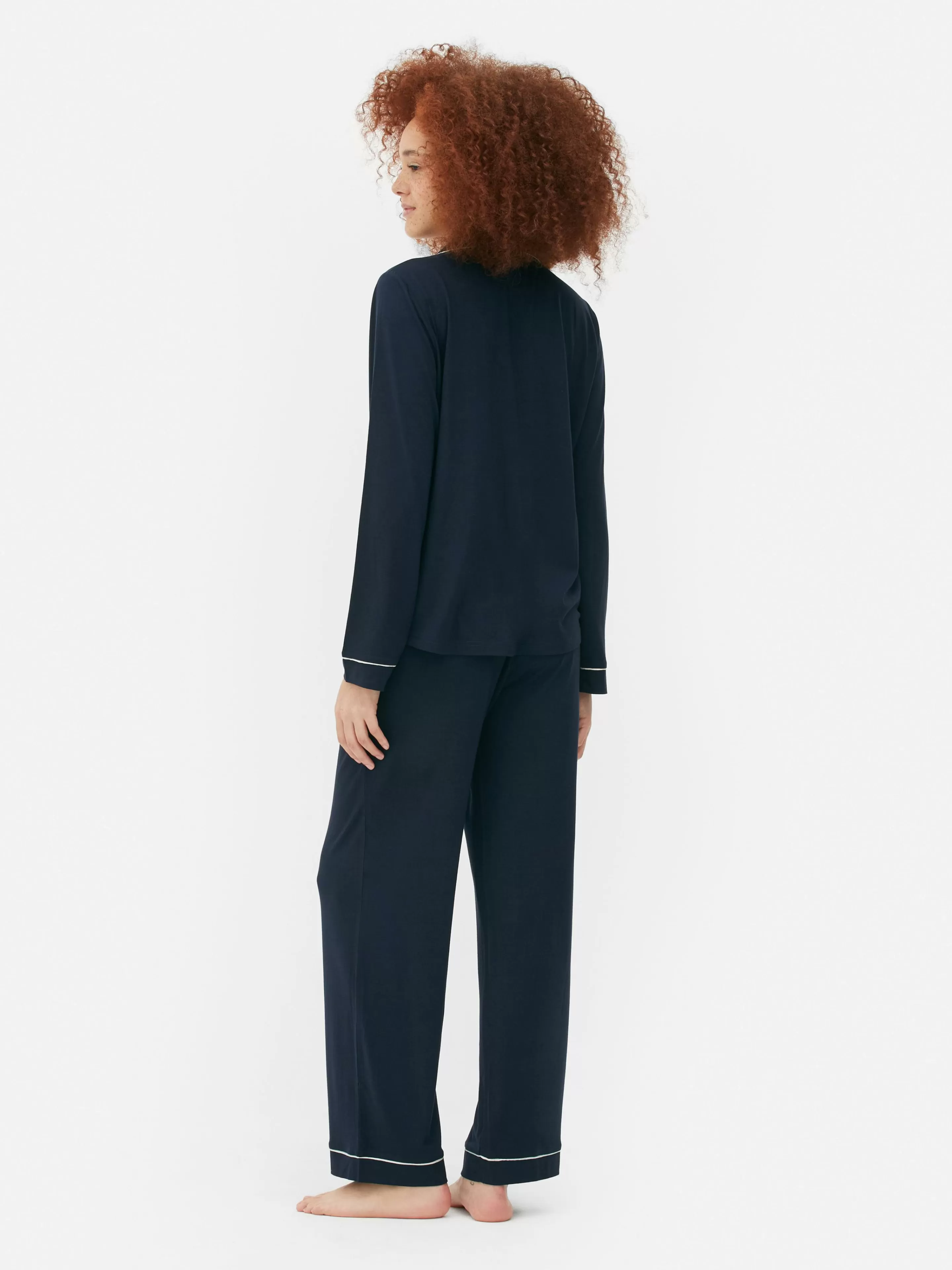 Pigiami Primark in Felpa Manica Lunga - Taglio Comodo Blu Marino per Notti Relax
