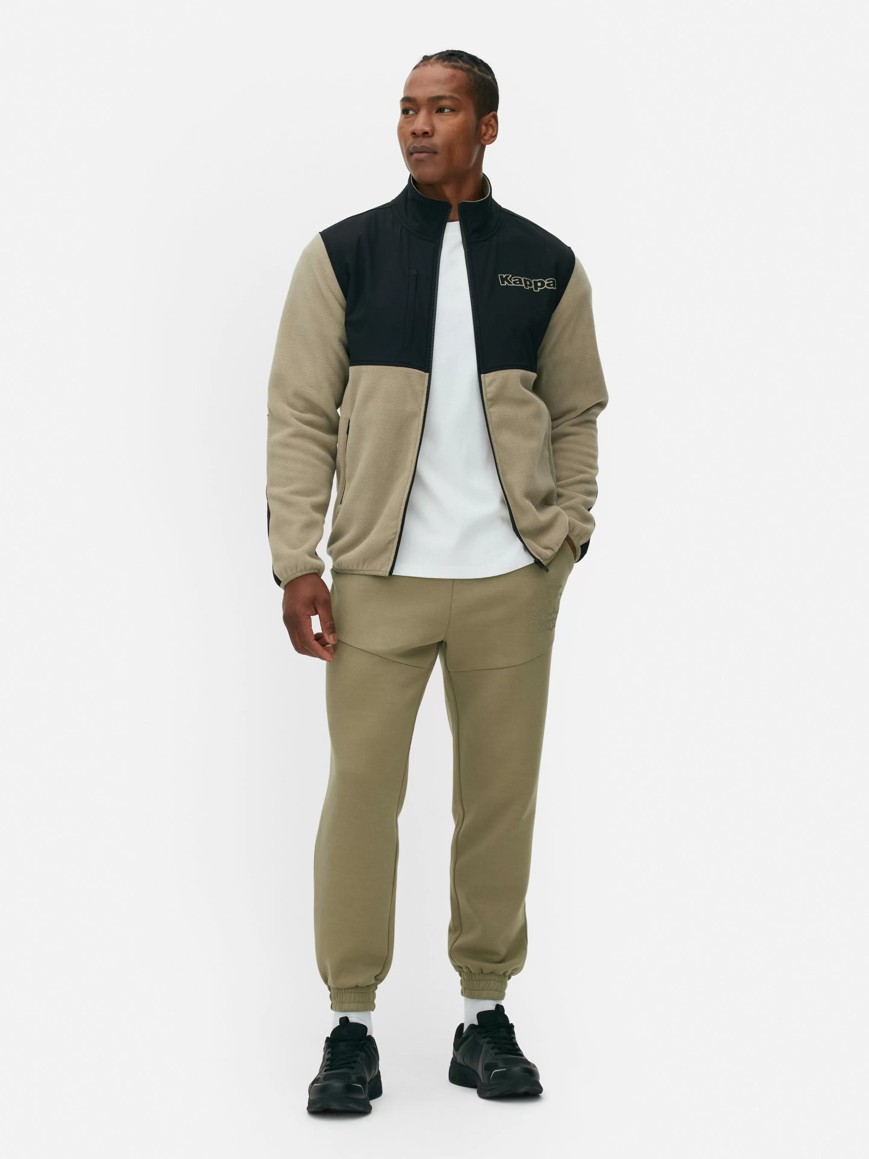 Kappa X Primark - Giacca Sportiva con Zip in Pile per Running, Verde Oliva