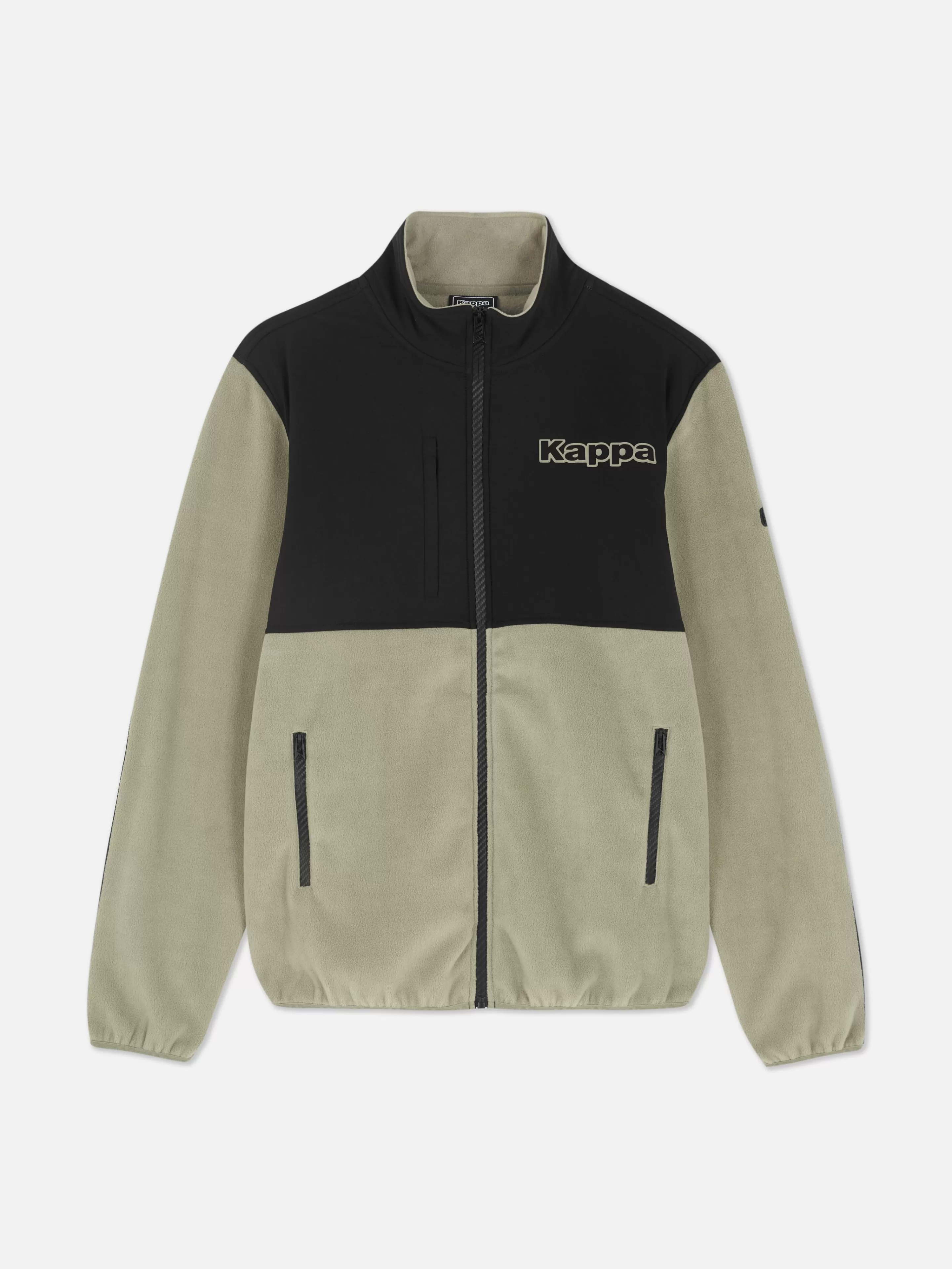 Kappa X Primark - Giacca Sportiva con Zip in Pile per Running, Verde Oliva