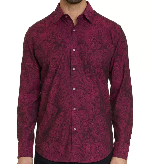 Robert Graham Andretti - Maglia Sportiva Elegante con Maniche Lunghe, Stampa Paisley e Tessuto Tecnico per Stile Casual Attivo