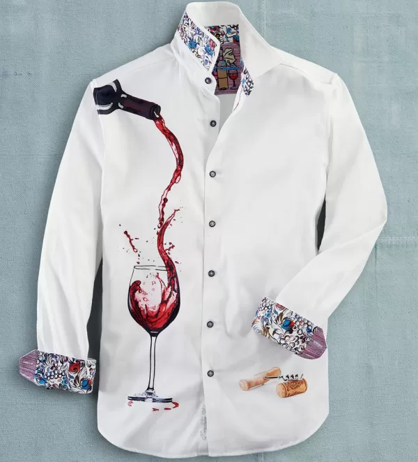 Robert Graham Maglietta Sportiva Premium Pinot Noir - T-Shirt a Maniche Lunghe con Design Esclusivo per Attività Dinamiche

（：，