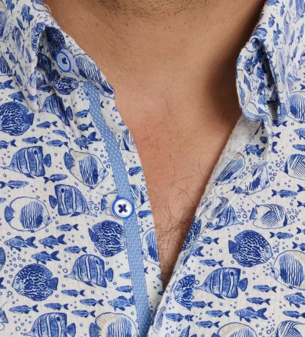Camicia Sportiva Fenwick Mezza Manica Robert Graham - Design Esclusivo in Tessuto Leggero, Stile Casual Elegante con Motivi Intrecciati, Perfetta per l'Estate - Abbigliamento Uomo Conforto Garantito