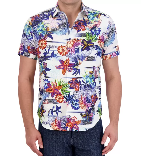 Camicia Estiva Robert Graham in Tessuto Traforato - Modello Sportivo con Design Unico per Look Casual Elegante