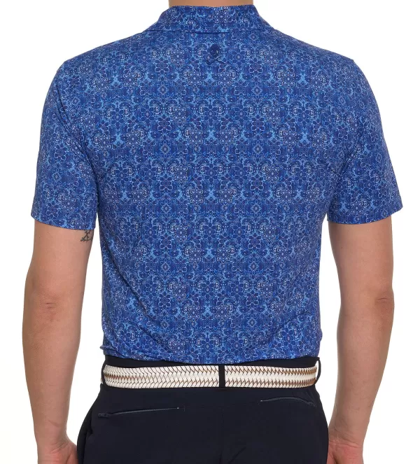 Robert Graham Polo Uomo Manica Corta - Design Elegante con Motivi a Medaglione e Tessuto Maglieria

，，