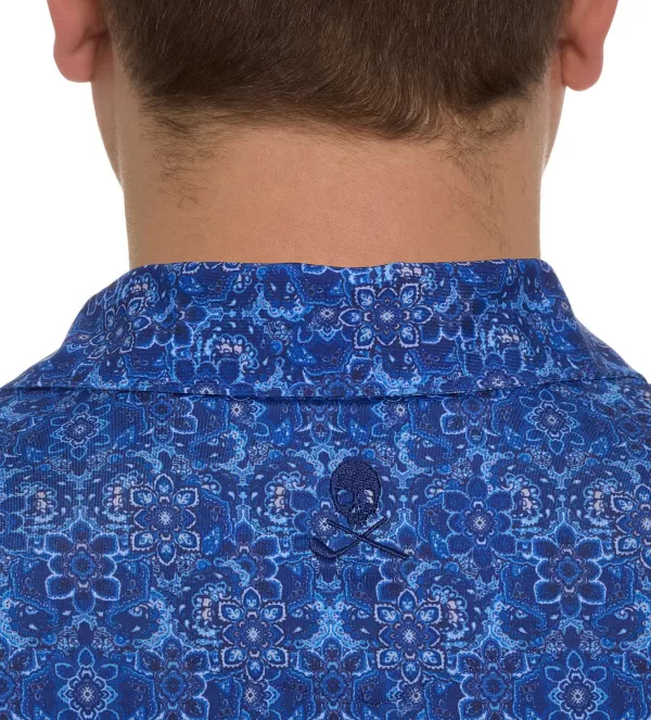 Robert Graham Polo Uomo Manica Corta - Design Elegante con Motivi a Medaglione e Tessuto Maglieria

，，