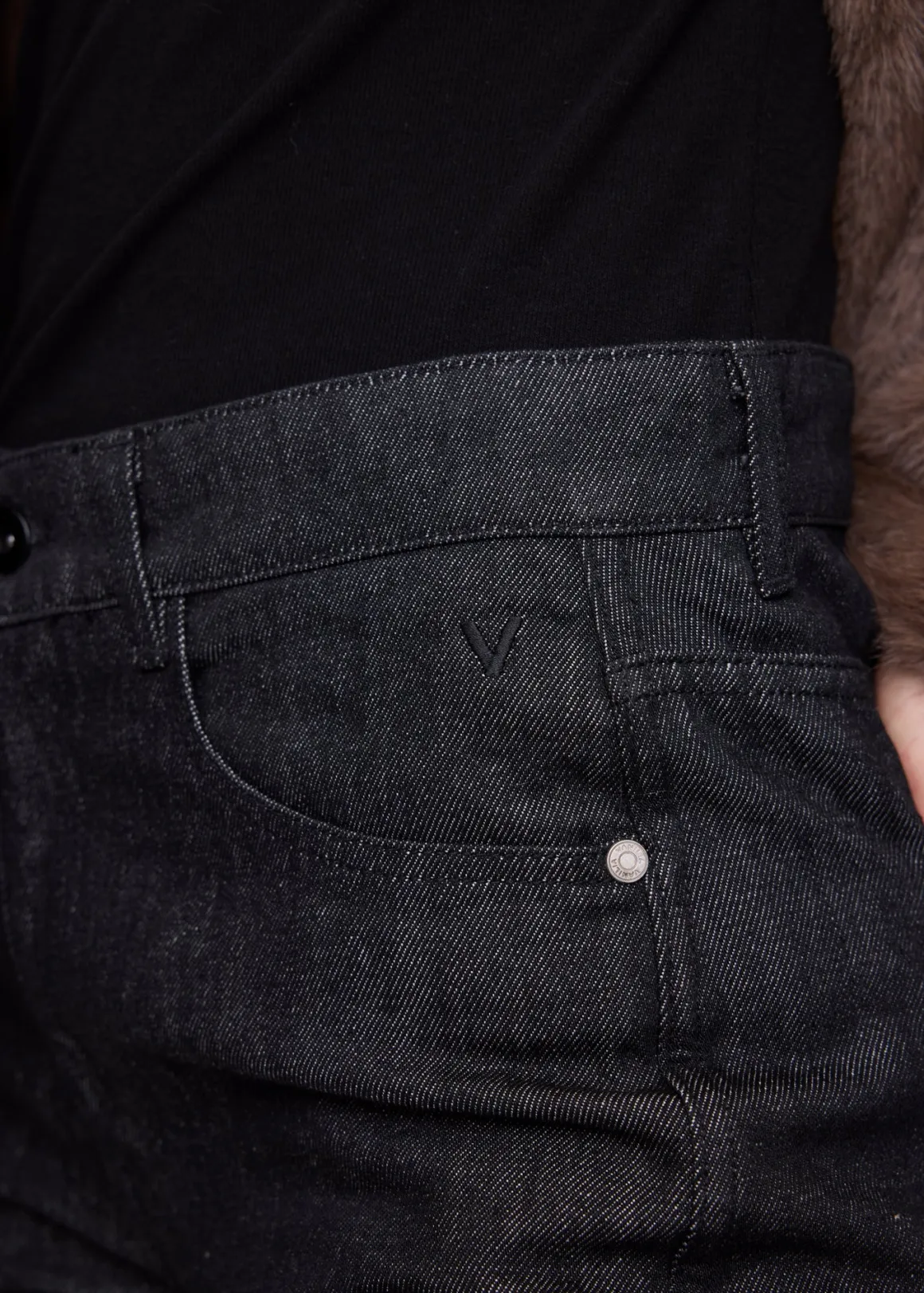 VANILIA - Pantaloni Dritti con Effetto Sbiadito in Nero - Prezzo Accessibile