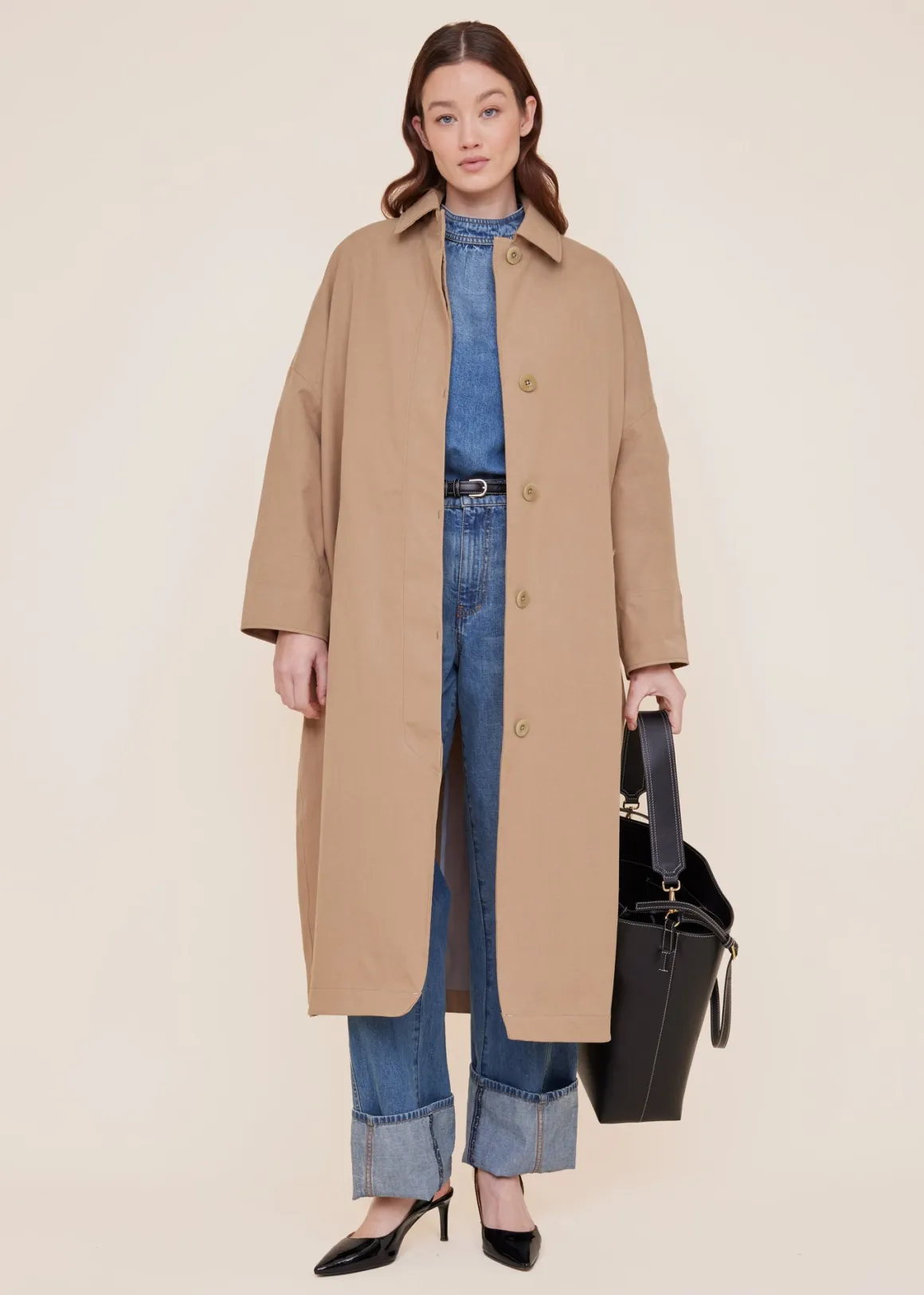 Cappotto trench elegante in Tencel sabbia | VANILIA | Offerta esclusiva stagionale

(：，