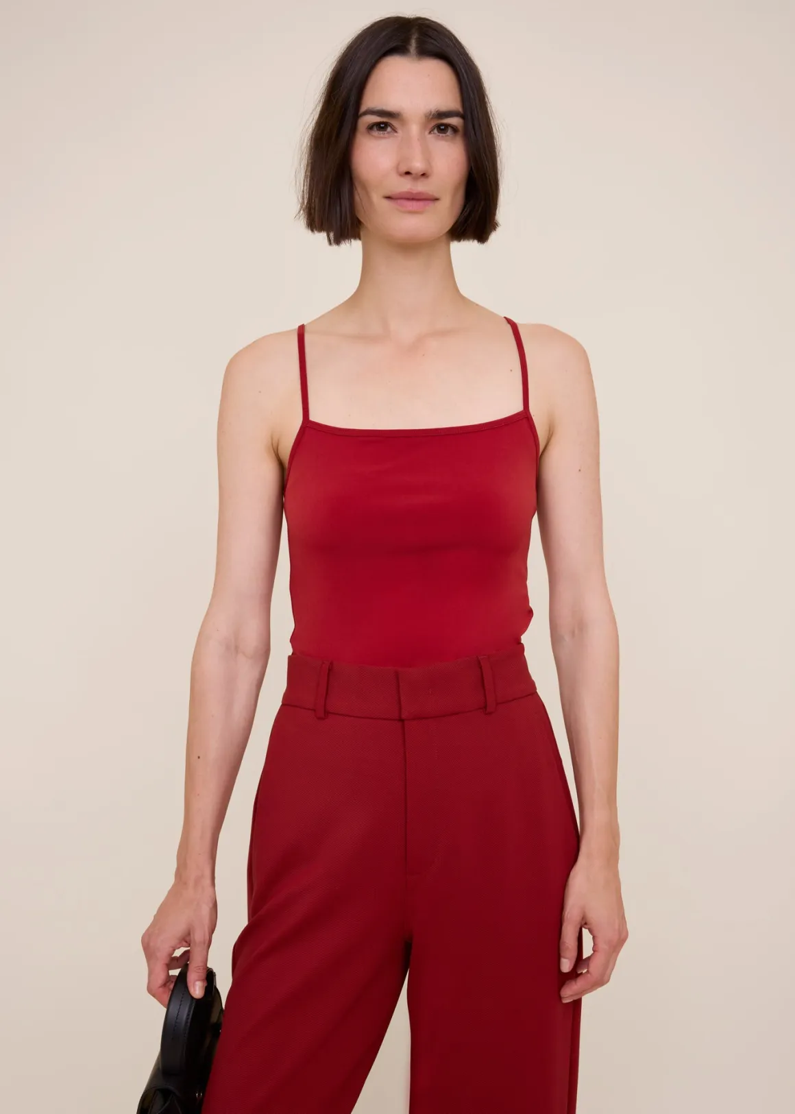 Promo Flash: Vanilia Top Viaggio Spalline Ultra-Sottili - Rosso Dahlia
