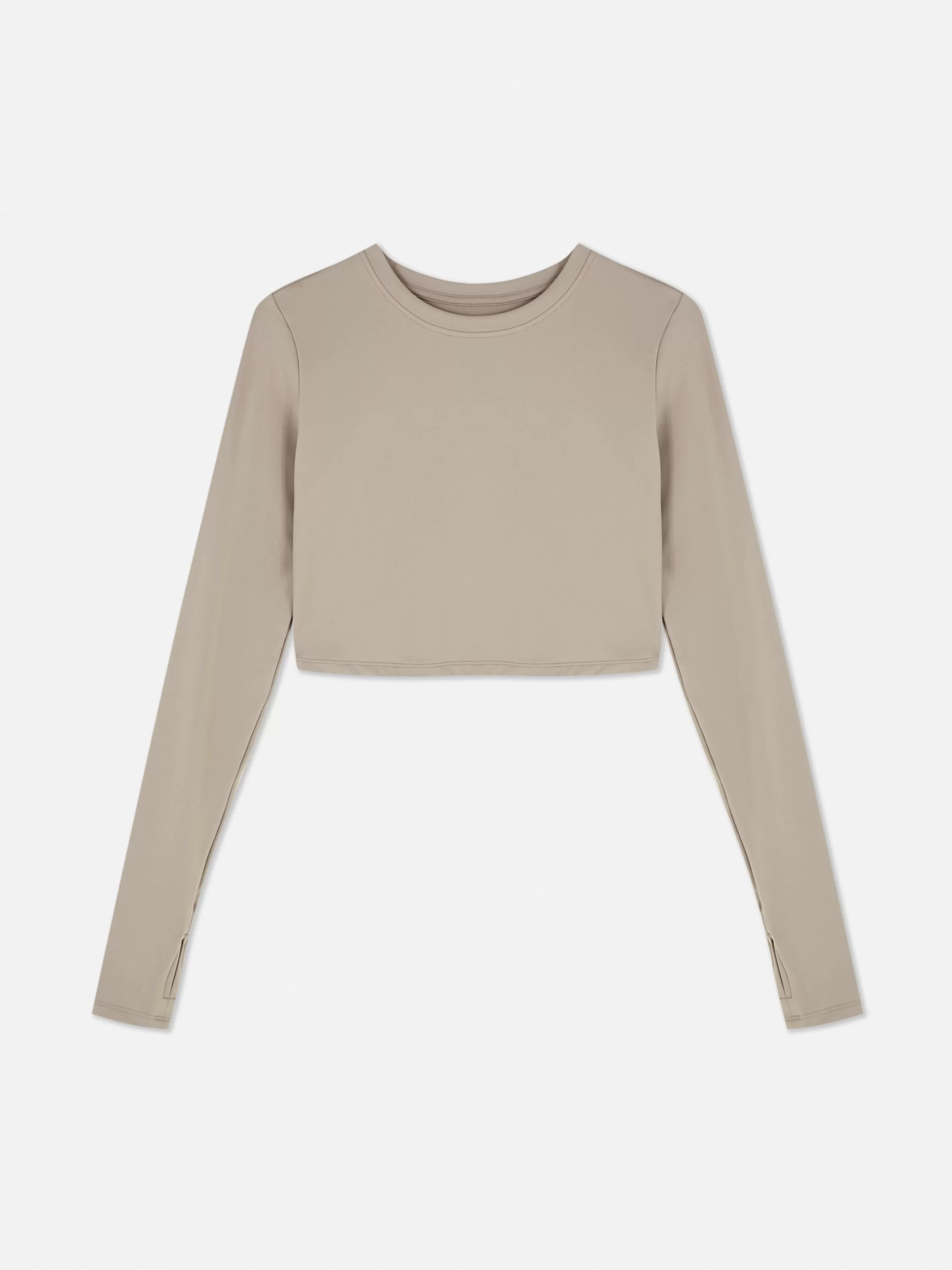 Top Sportivo Manica Lunga Primark x Rita Ora in Morbido Tessuto Marrone Chiaro - Ideale per Palestra e Allenamento Confortevole