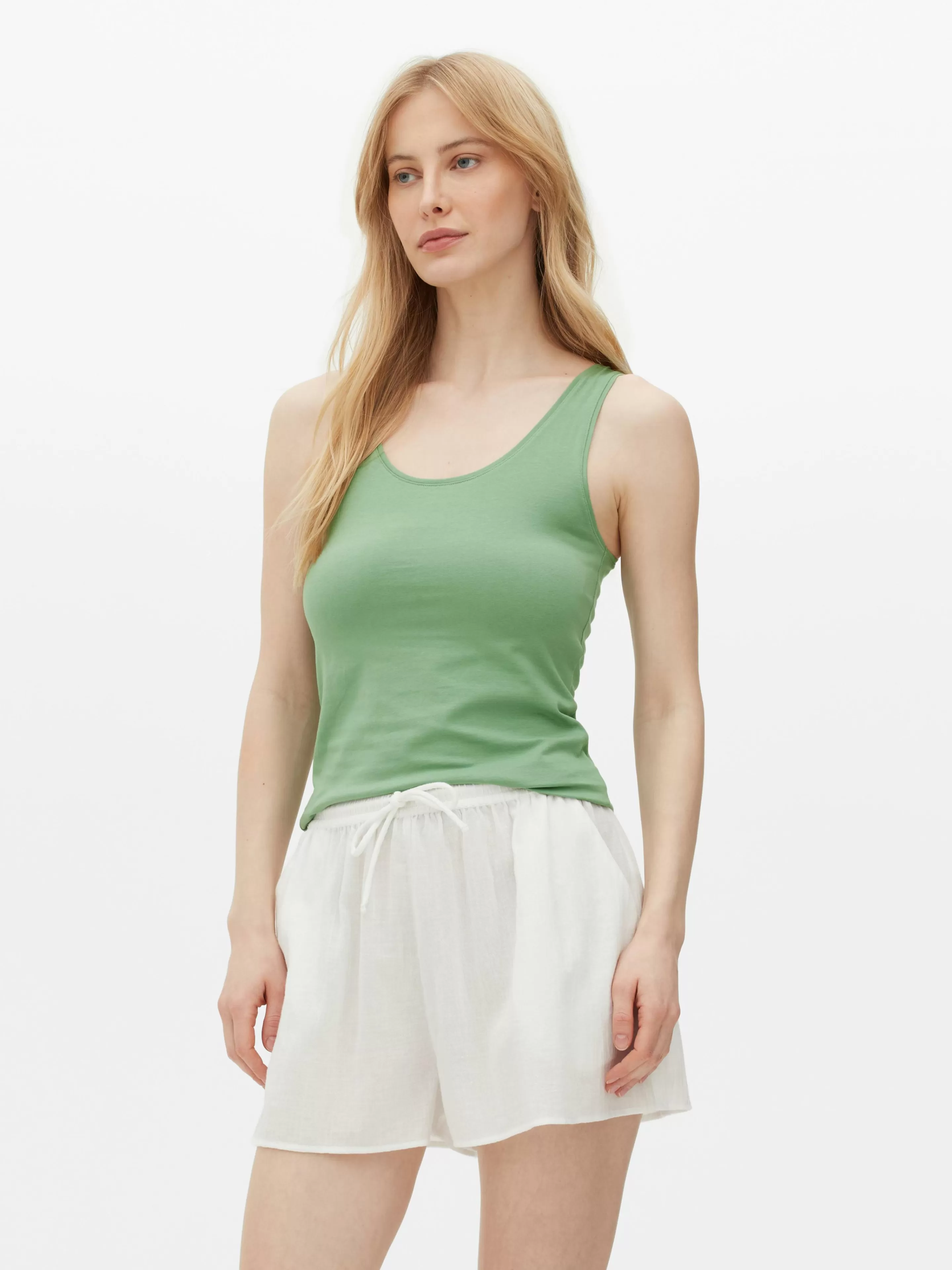Primark T-Shirt Femminile Verde Salvia con Maniche Elasticizzate - Scollo Rotondo Comodo per Stile Casual, Taglia S