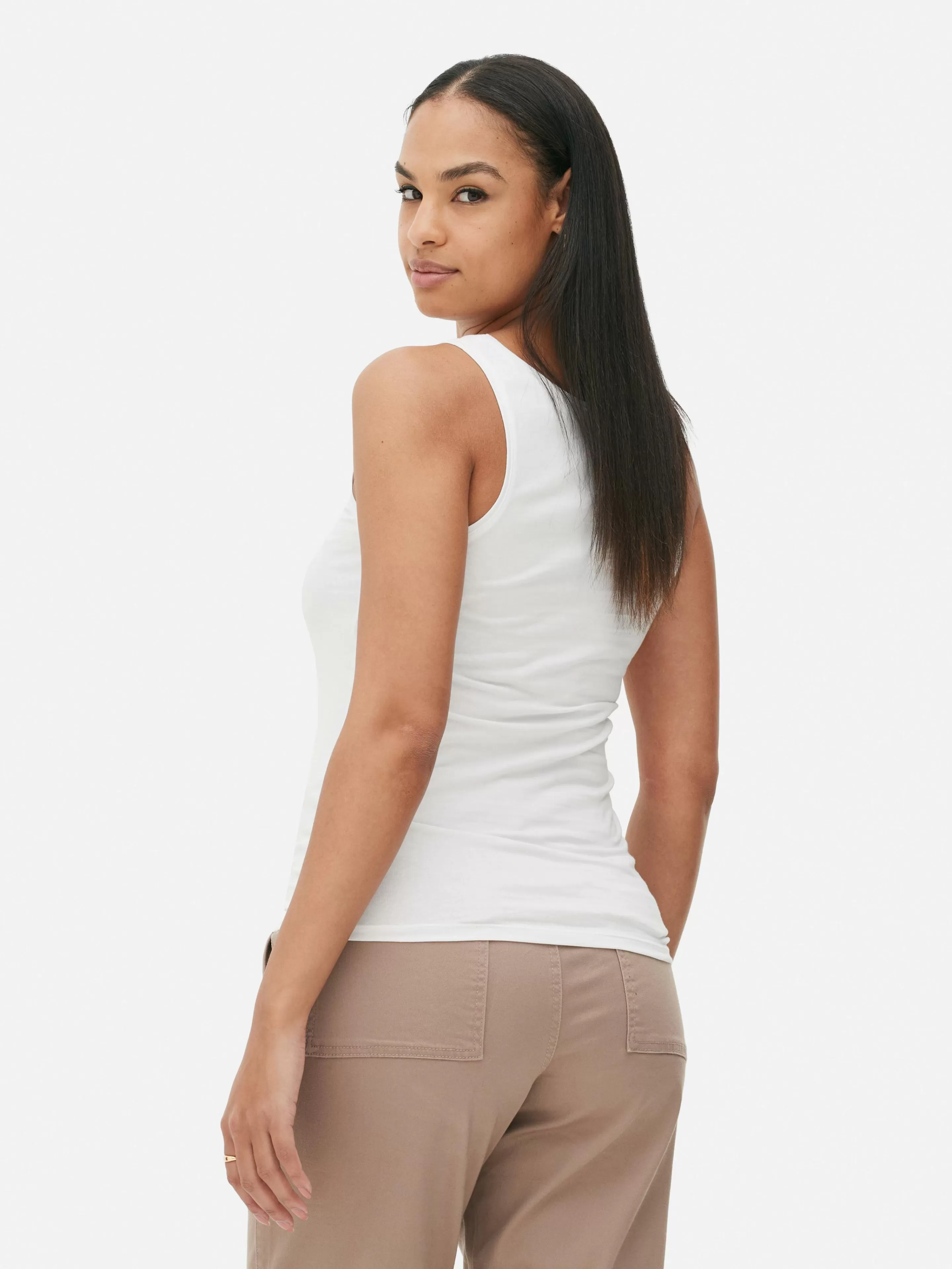 Maglietta Bianca Senza Maniche con Scollo Tondo e Fodera Morbida - Tops Elasticizzati Primark