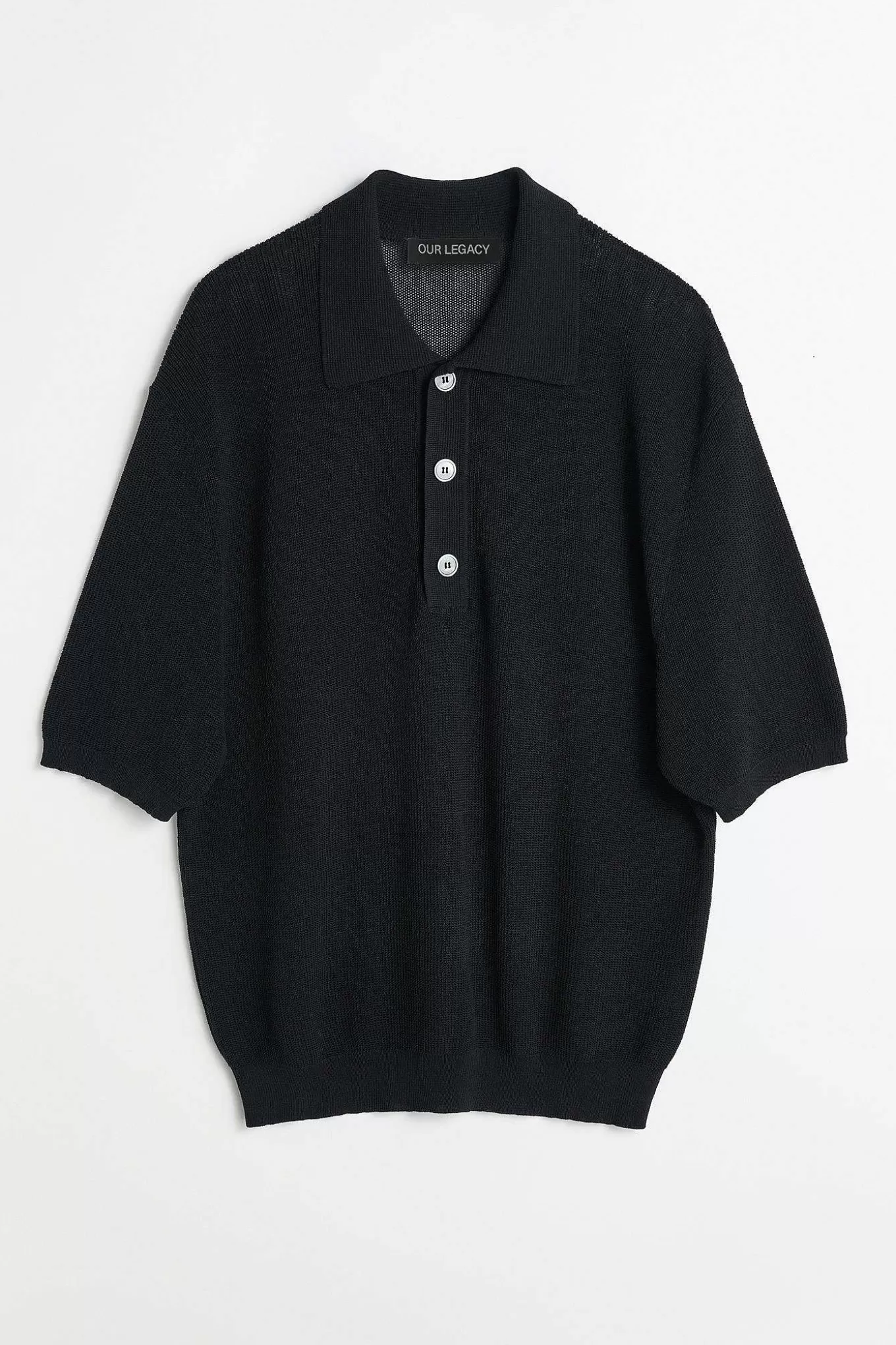 Maglione Polo Our Legacy Stickat - Nero Ombra Opaco in Puro Cotton Rigido