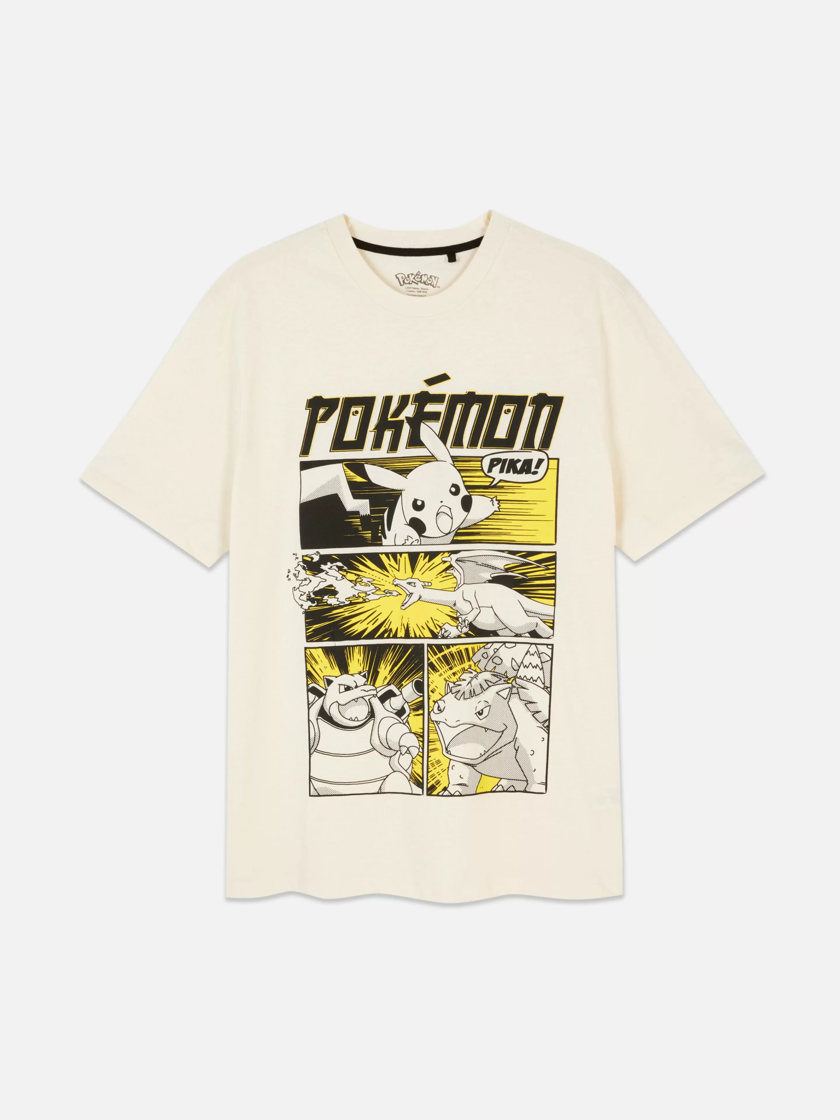 Maglietta Primark Fumetto Pokémon Pietra - Grafica Stilizzata per Look Casual e Divertente