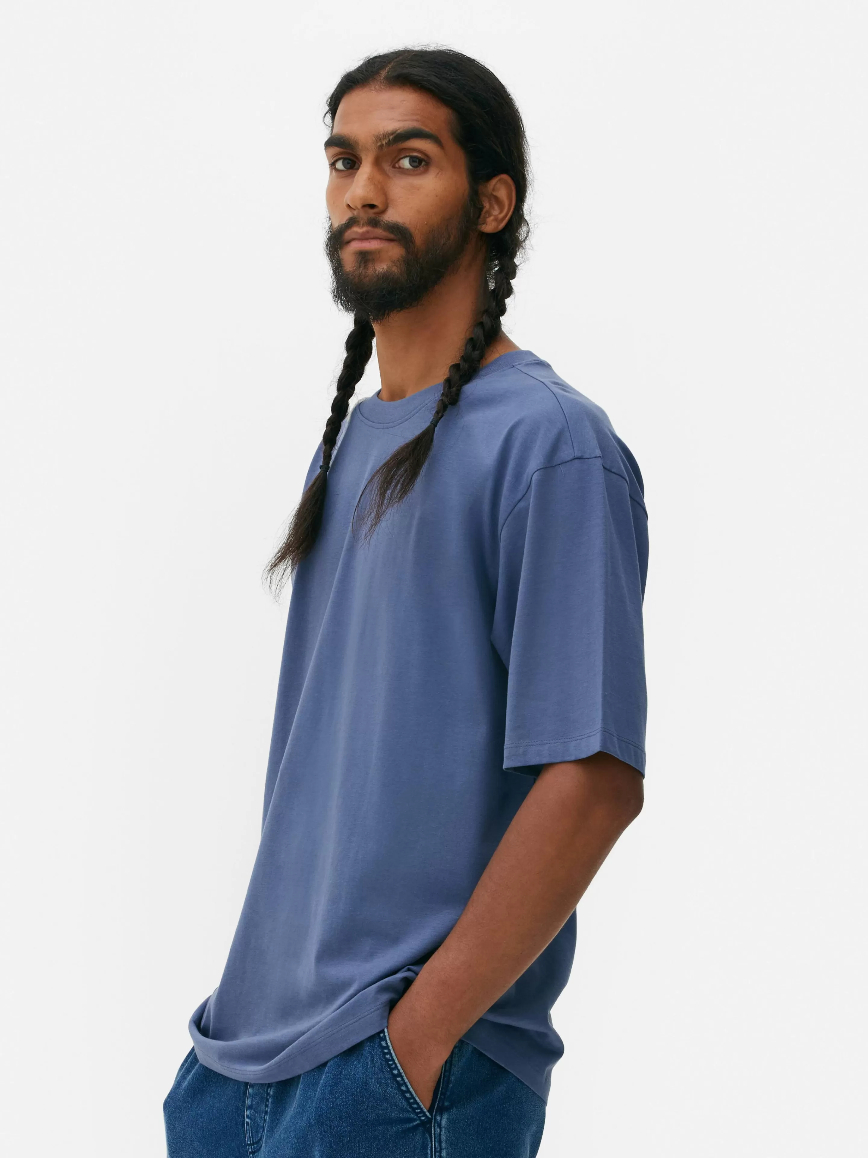 Primark Maglietta Comoda in Cotone Blu - Taglio Ampio per Stile Casual e Relax